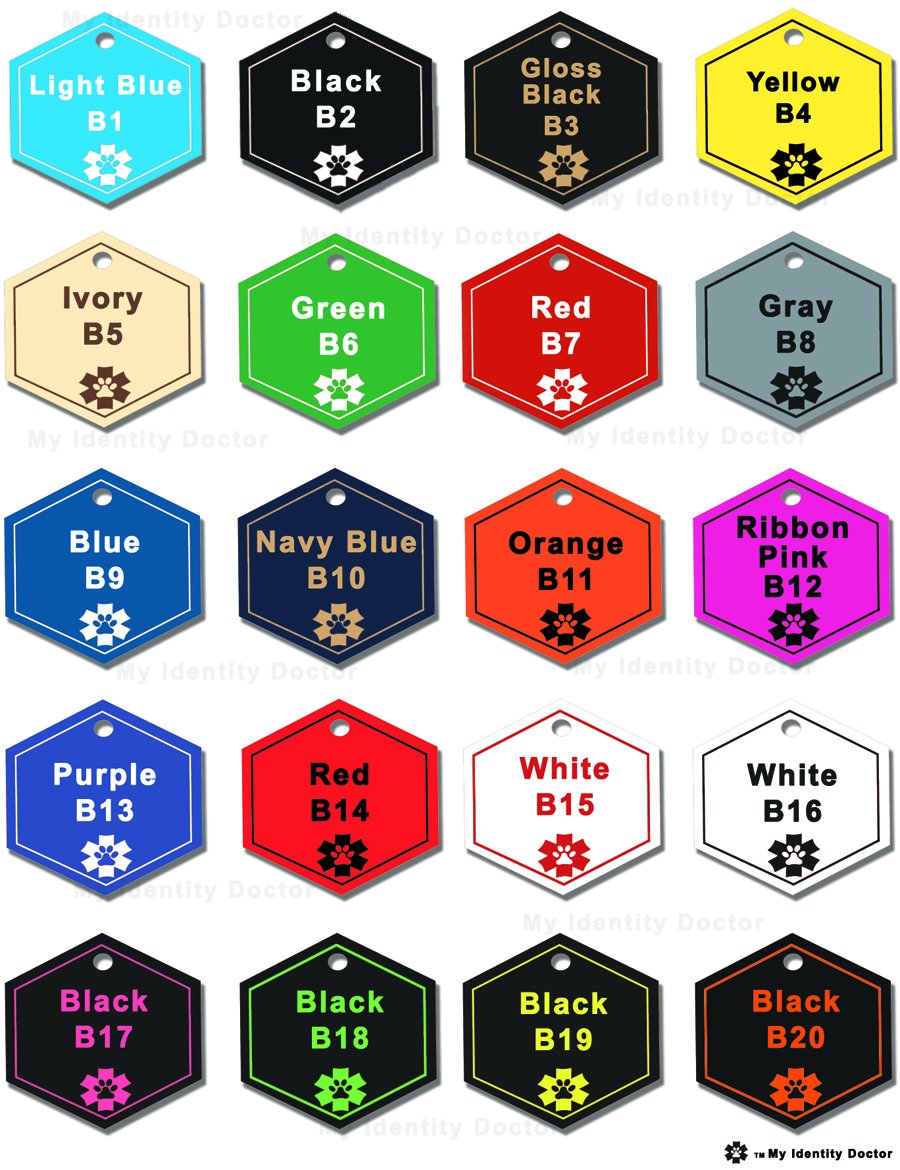Custom Engraved Psychiatric Service Dog ID Tag - Hexagon Plastic - Made in USA - Ribbon Pink - Extra Large - Perfect for Therapy Dogs, Emotional Support Animals & Service Pets