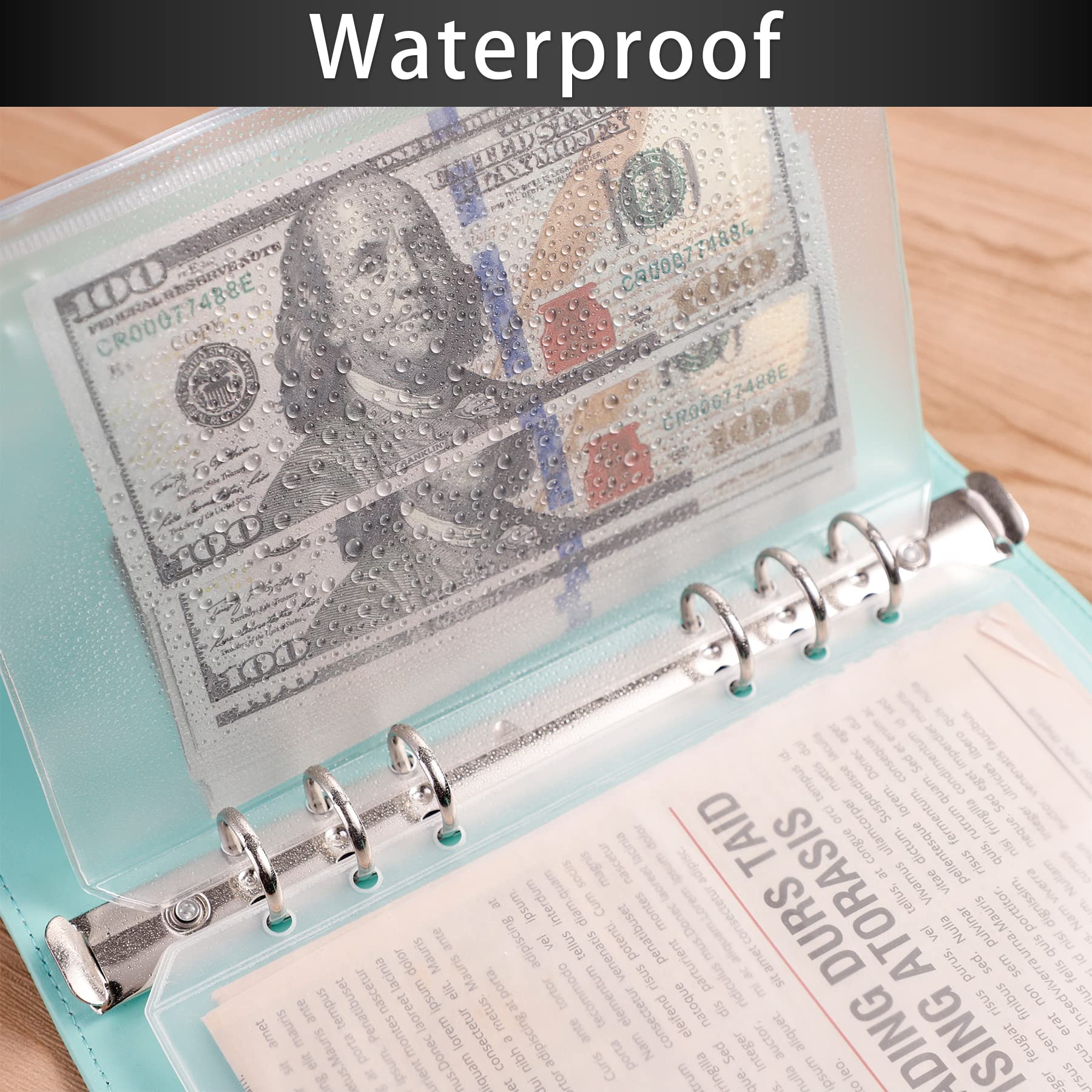 HAUTOCO 15PCS A5 6-Hole Binder Pockets - Clear PVC Planner Inserts, Cash Envelopes & Money Organizer for Budgeting - Waterproof Zipper Pouch File Folders for A5 Binder | Perfect for Home Office, School Supplies, Financial Planning & Document Storage