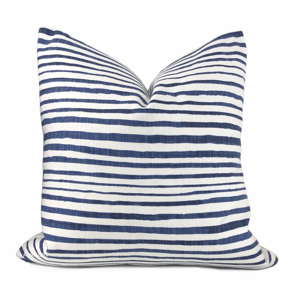 Navy Blue and White Stripe Pillow Cover - Catalina Design - Decorative Throw Pillow Case for Sofa, Bed, Couch - Home Decor Accent