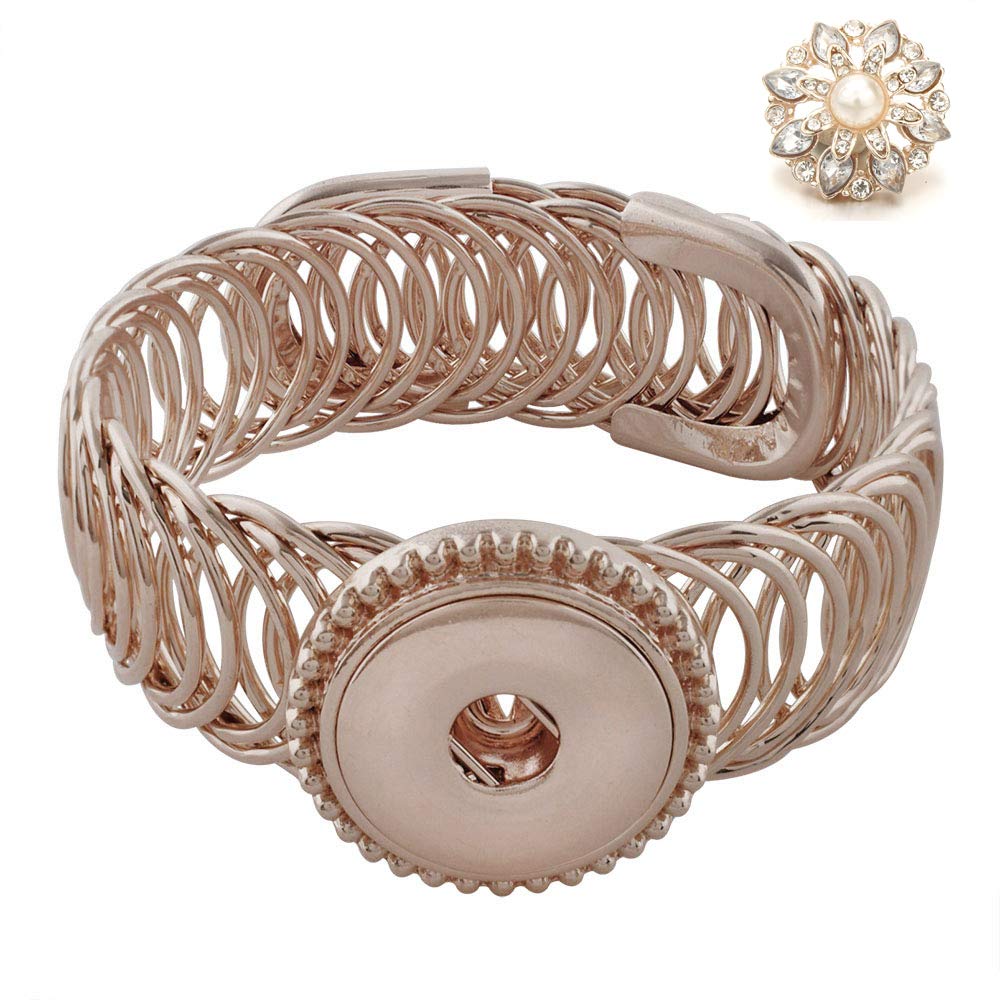 Lovglisten Adjustable Snap Jewelry Bangle Bracelet - Hollow Rose Gold 18-20mm Charms for Women | Perfect for Daily Wear, Parties & Gifts