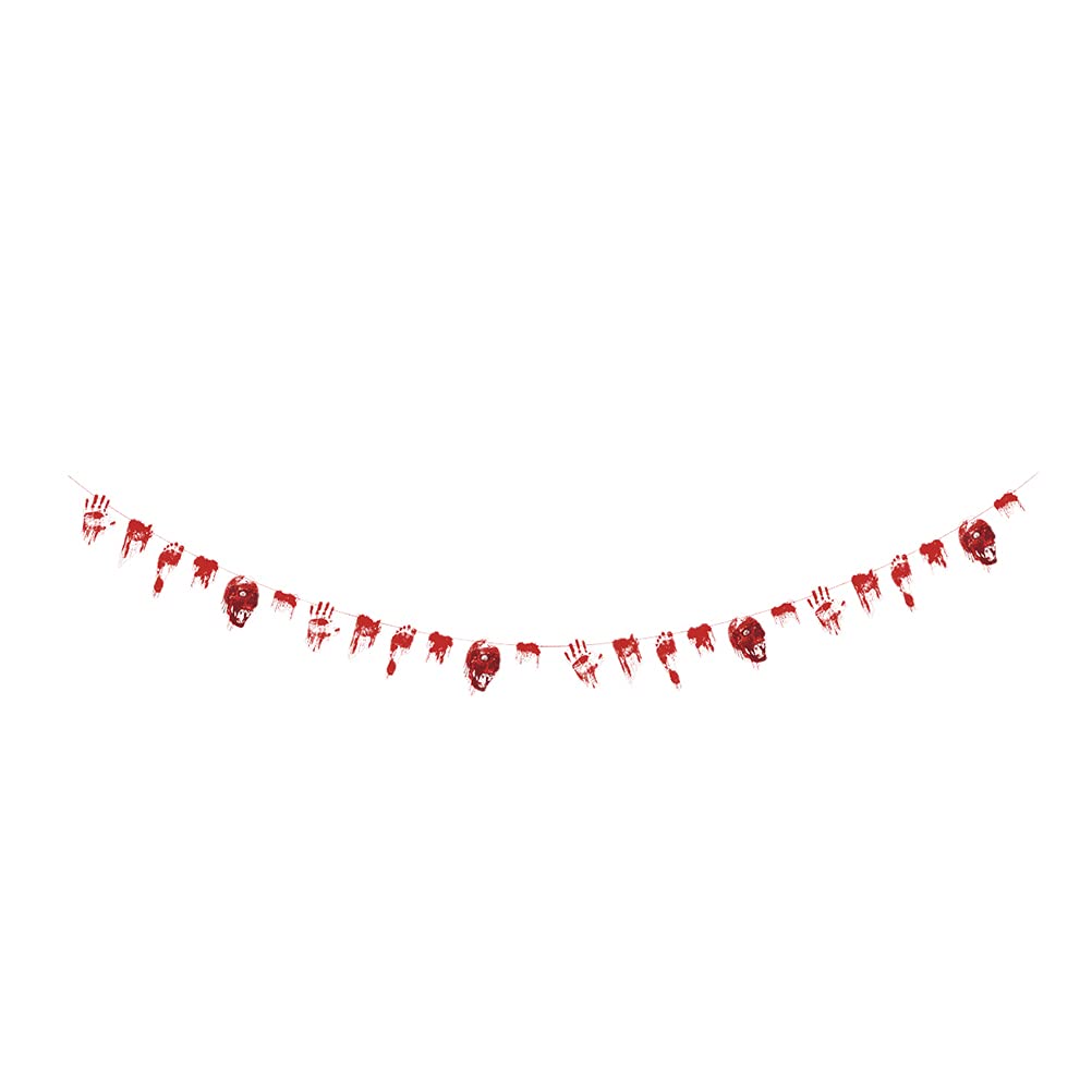 PartyKindom Halloween Party Decorations Set - Blood Hand Print & Skeleton Banner for Spooky Halloween Party Decor | Perfect for Haunted House, Classroom, and Halloween Night Decorations