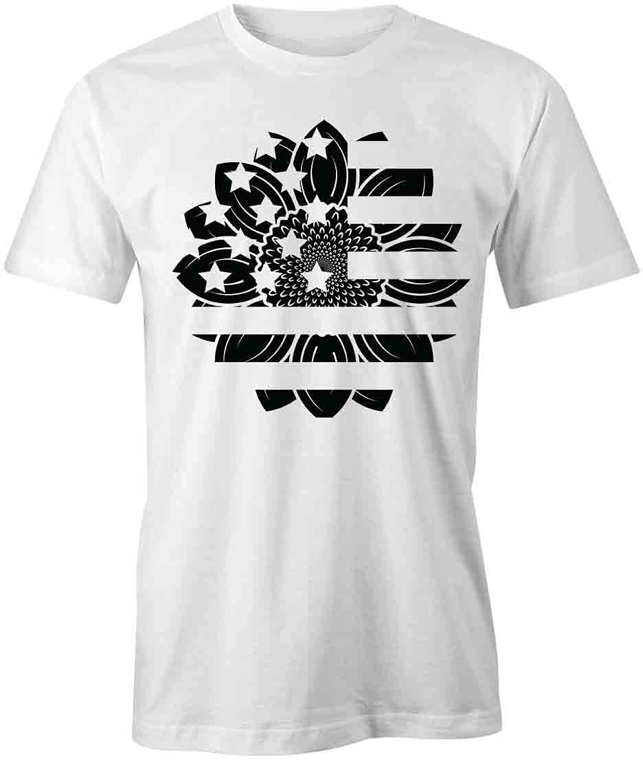 American Flag Sunflower Graphic T-Shirt | Patriotic Printed Tee for Men & Women | Casual Wear, Summer Outfits, Fourth of July Celebrations
