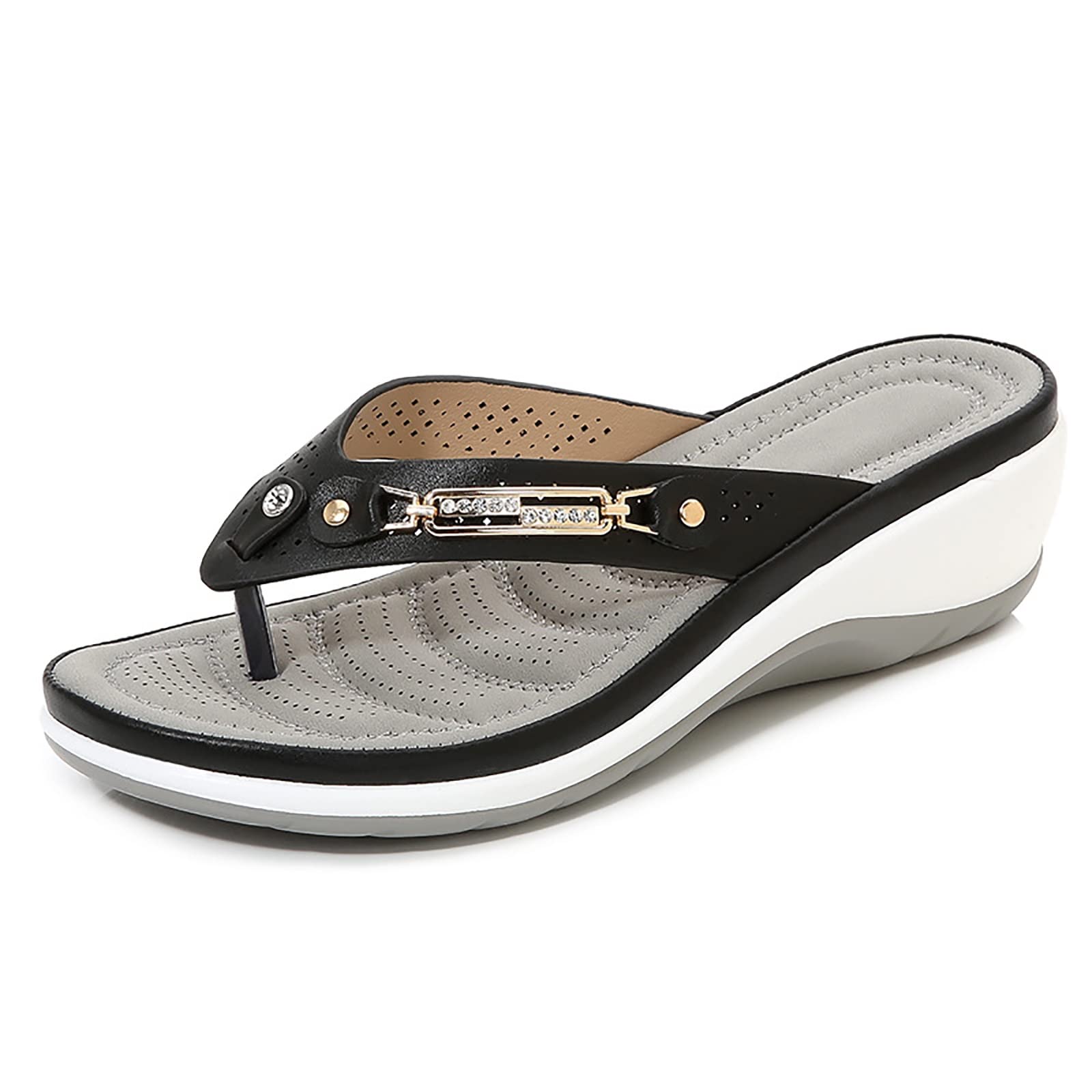 SKYWPOJU Women's Summer Sandals - Fashion Rhinestone Flip Flops with Shiny Platform for Beach, Pool & Casual Wear | Comfortable Ladies Slippers for Outdoor & Vacation