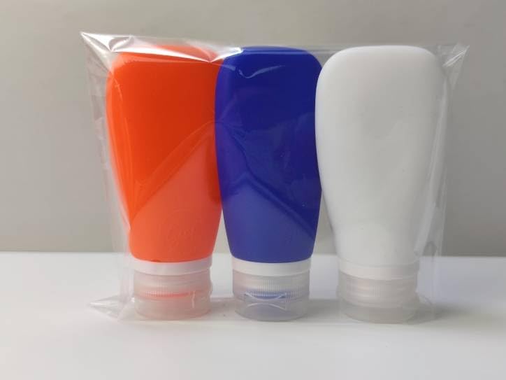 3 oz Leakproof Silicone Travel Bottles Set - TSA Approved Refillable Toiletries Containers for Shampoo, Lotion & Cosmetics | Perfect for Airplane Carry-on, Gym Bag & Sports Travel Accessories