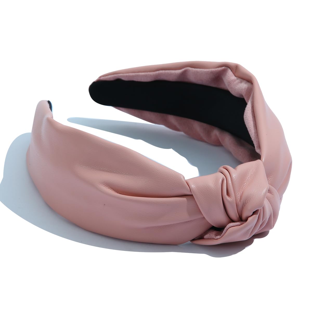 FEDANS Women's Luxury Leather Knotted Headband - Non-Slip Wide Top Knot Hair Accessory for Women & Girls (Pink) | Perfect for Work, Parties, Weddings & Everyday Fashion