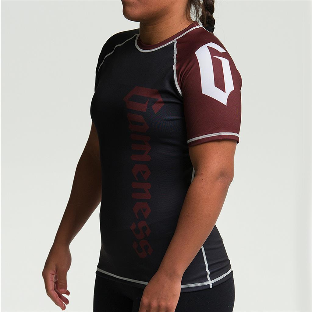 Gameness Women's Short Sleeve Pro Ranked Rash Guard - BJJ MMA Training, Grappling & No-Gi Jiu Jitsu Competition Wear