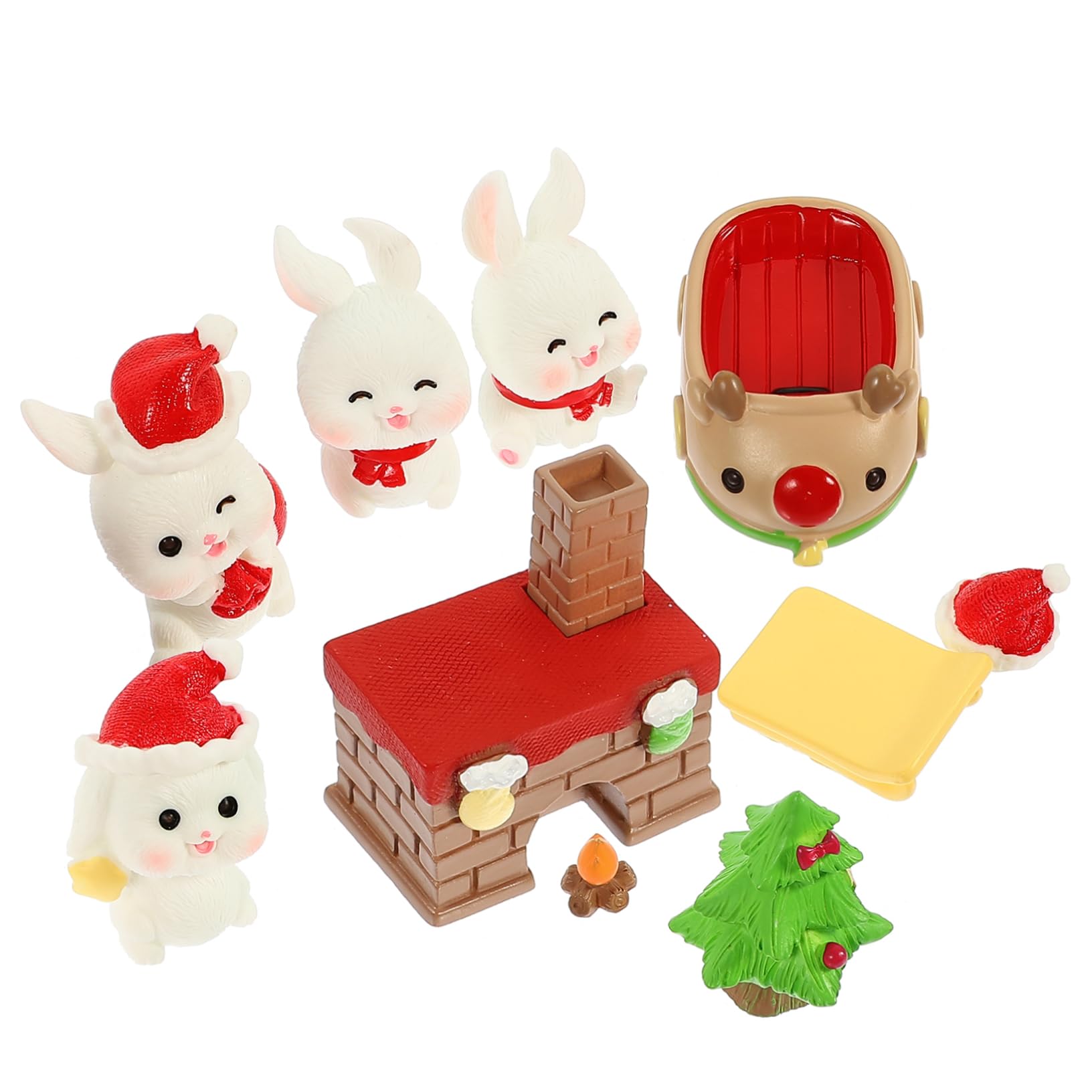 BESTOYARD 10pcs Mini Rabbit Figurines - Cute Cartoon Animal Statues for Christmas Party Favors, Home Decor, Desk Decorations & Landscaping | Perfect for Holiday Gifts, Table Centerpieces & Garden Ornaments