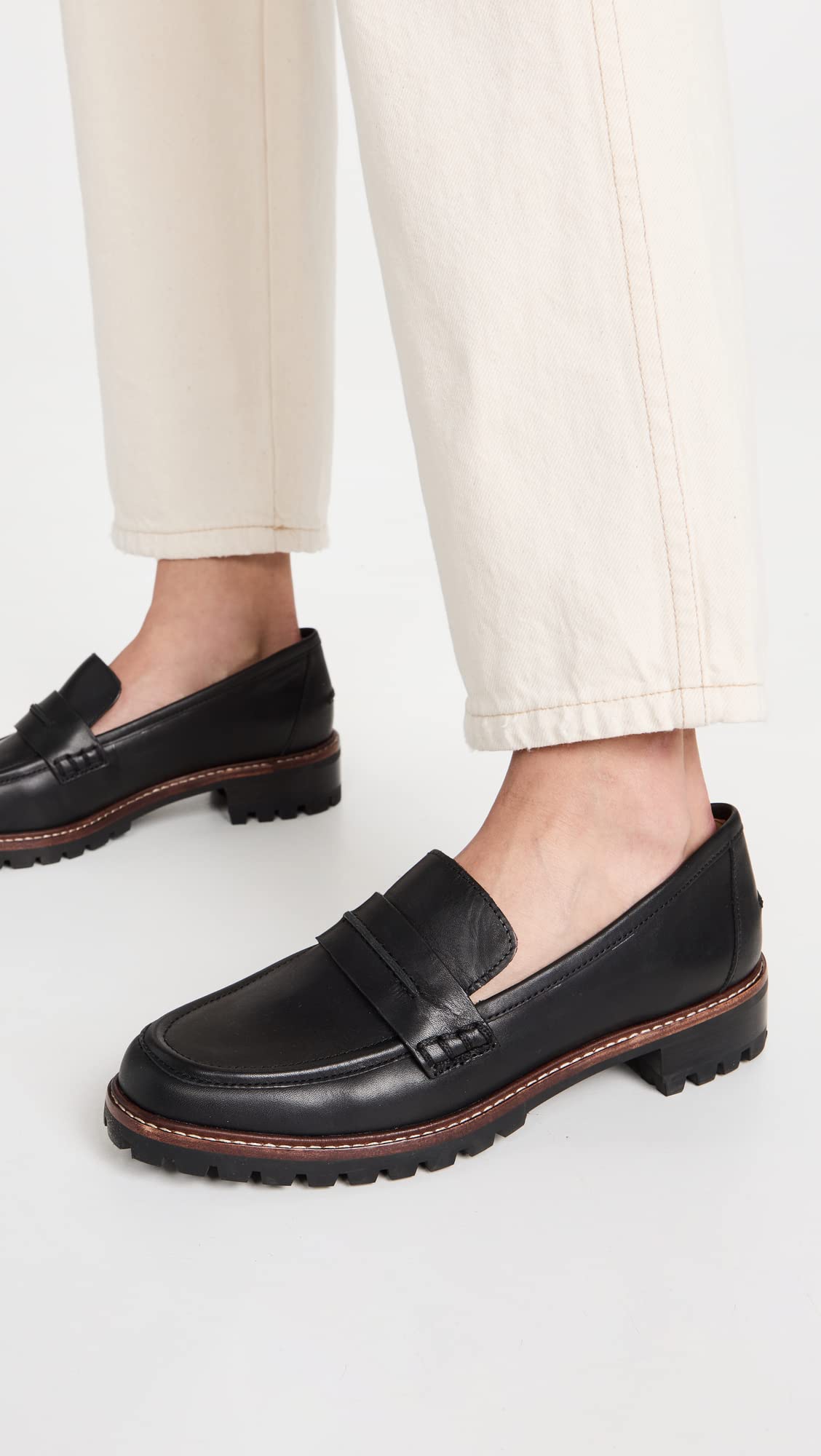 Madewell Women's The Corinne Lugsole Loafers - Comfortable Slip-On Shoes for Work, Travel & Casual Outfits | Leather Flat Shoes for Women | Office, Walking & Everyday Wear