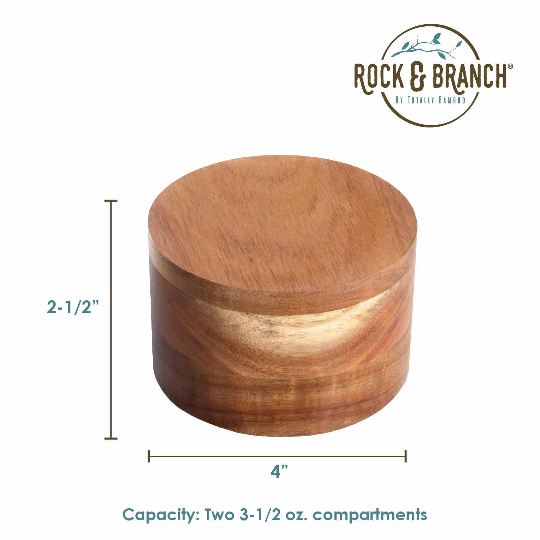 Rock & Branch® Duet Salt Cellar - 7 Oz. Ceramic Salt Box with Lid for Kitchen Countertop - Perfect for Cooking, Baking & Tabletop Seasoning