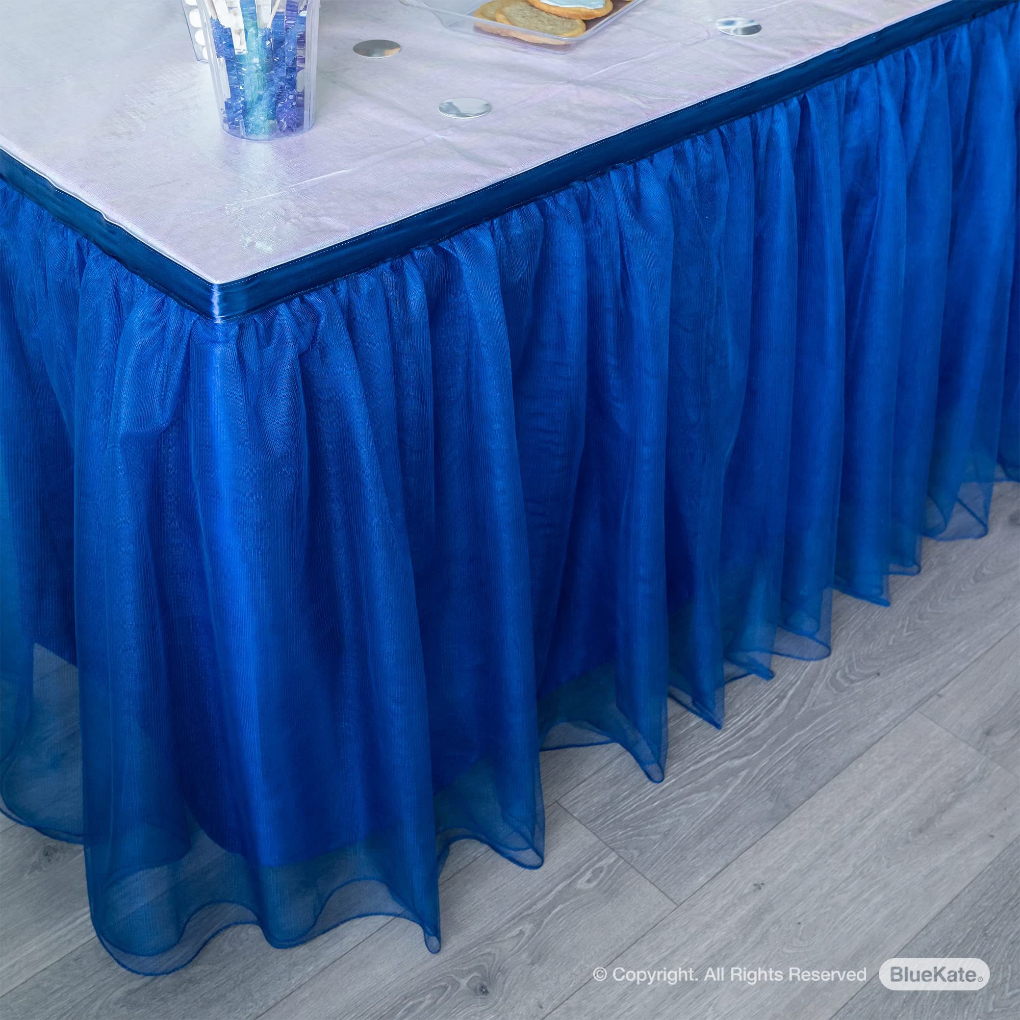 BLUEKATE Navy Tulle Table Skirt - 6ft Rectangle Tutu Table Skirt for Weddings, Christmas & Parties | Elegant Royal Blue Table Decoration for Wedding Receptions, Holiday Celebrations & Friendsgiving Gatherings