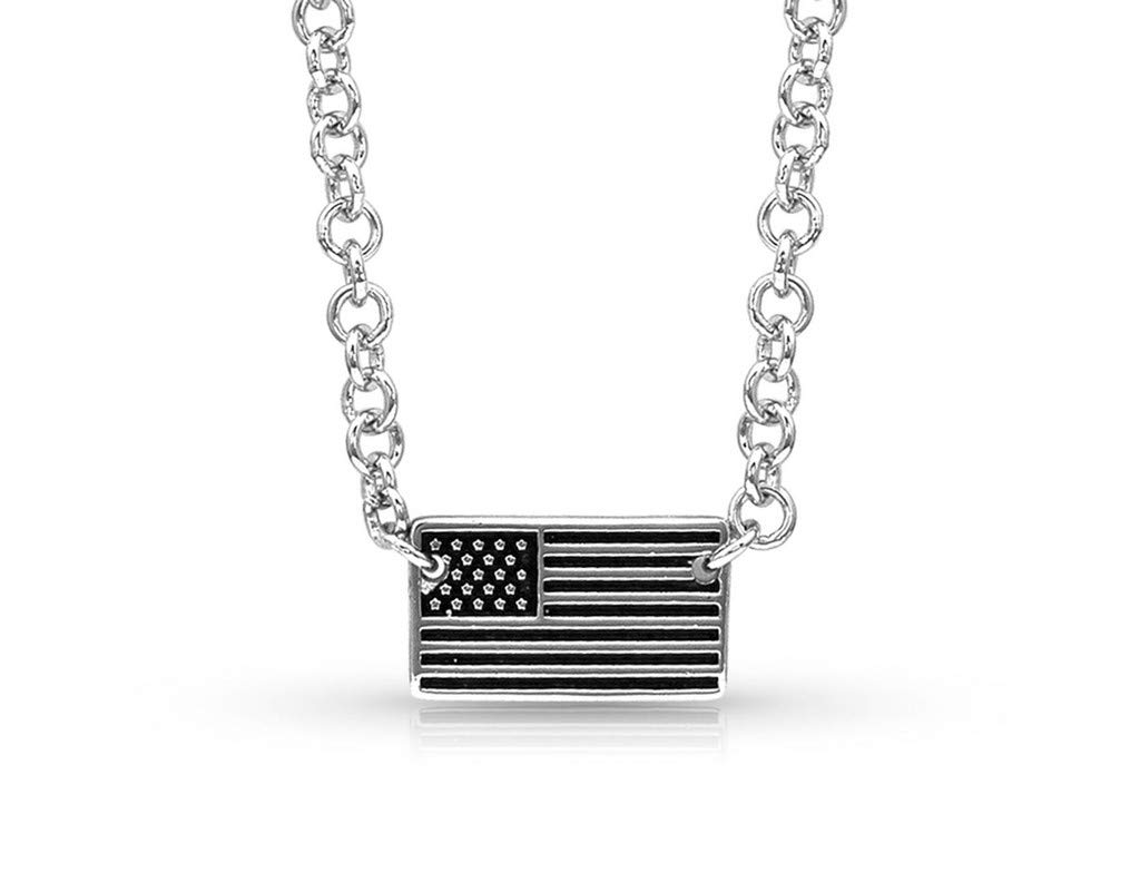 Montana Silversmiths Pursue The Wild Freedom Isn't Free Flag Necklace - Patriotic Jewelry for Women, American Flag Pendant Necklace for Everyday Wear & Special Occasions
