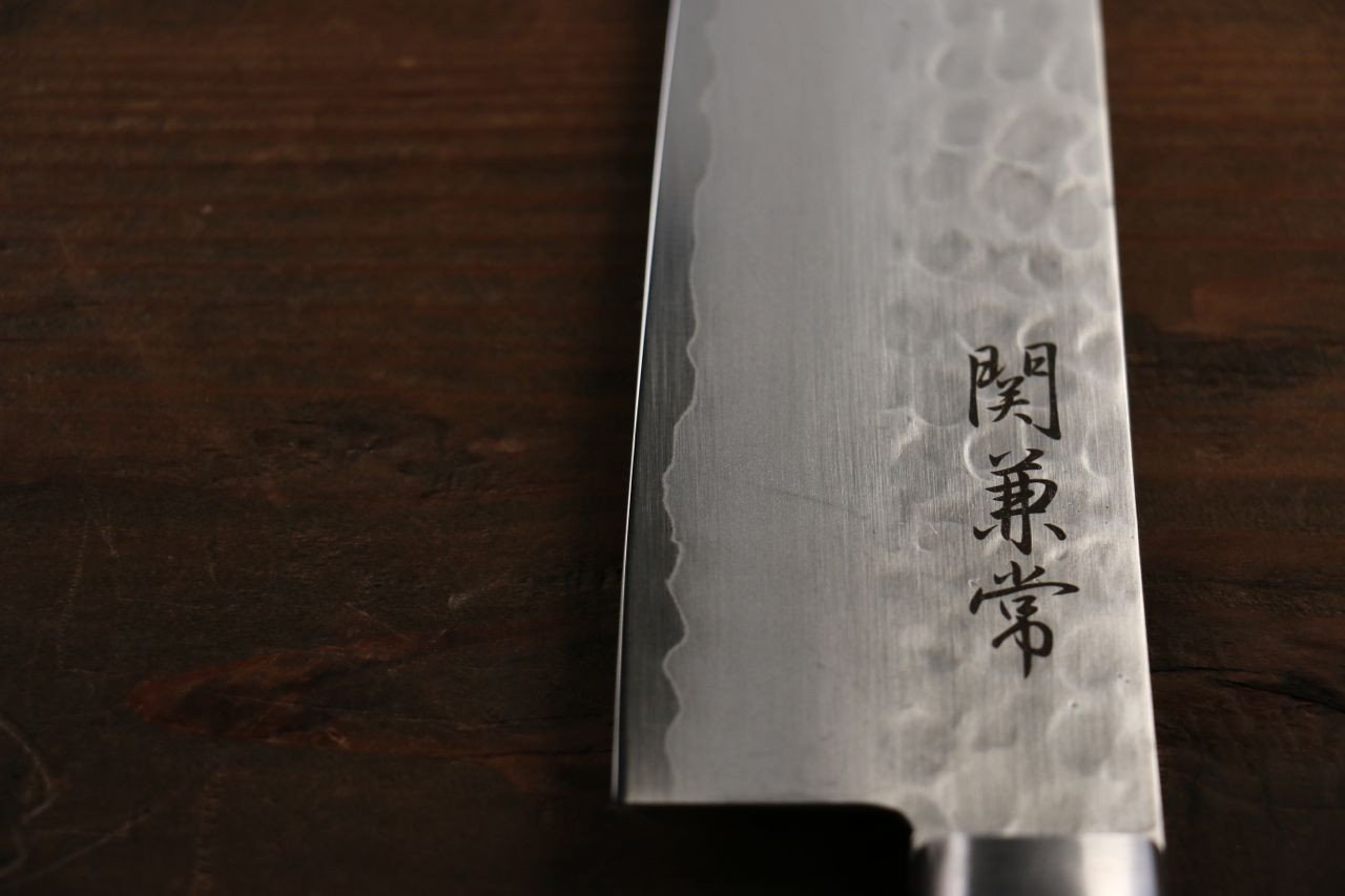 Kanetsune VG1 Hammered Santoku Knife 165mm - Japanese Mahogany Handle Chef Knife for Slicing, Dicing & Chopping Vegetables, Meat & Fish