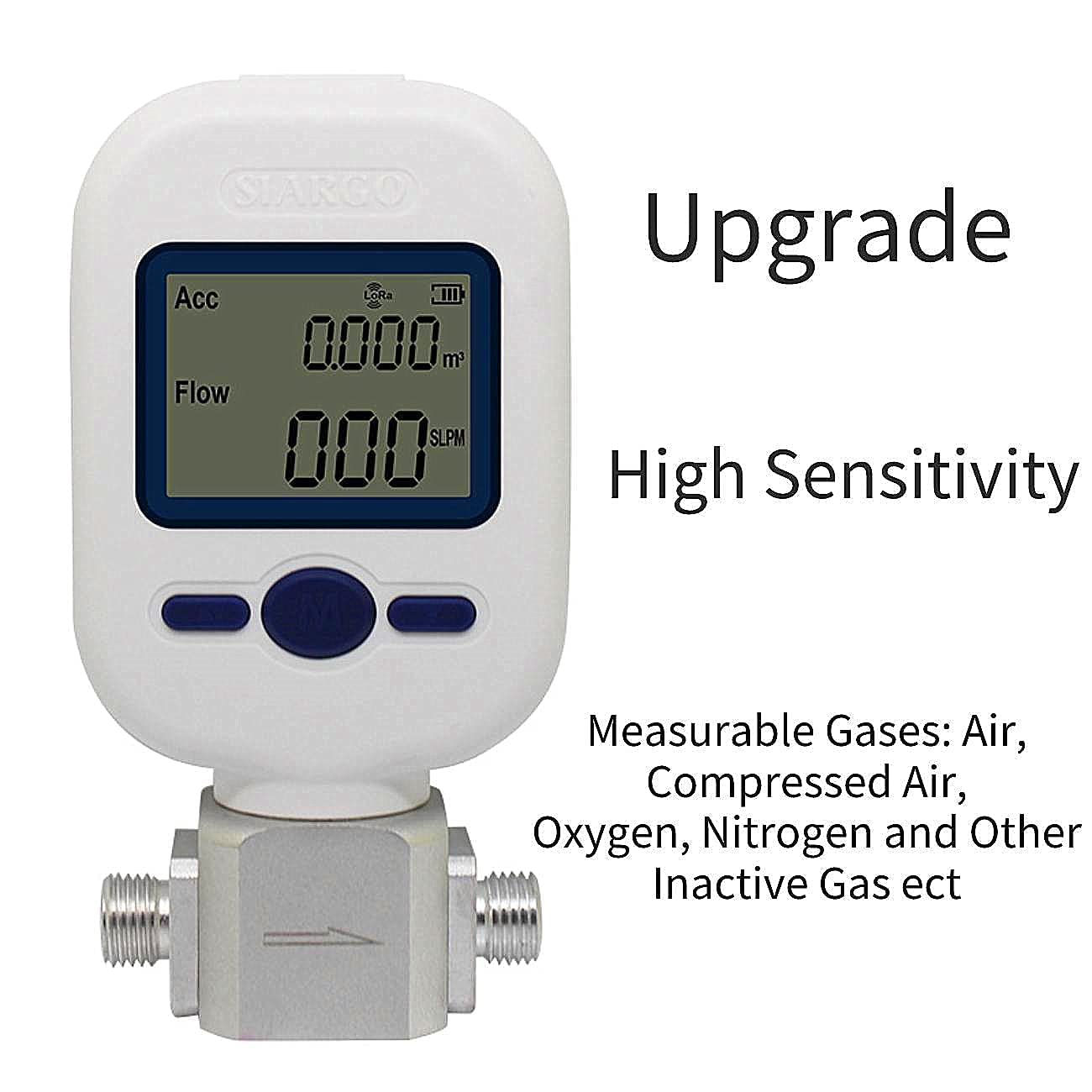 Digital Gas Flow Meter Tester - Portable Mass Air/Nitrogen/Oxygen Flow Rate Meter (0-20L/min, Model MF5706) for HVAC, Industrial Gas Monitoring & Laboratory Applications