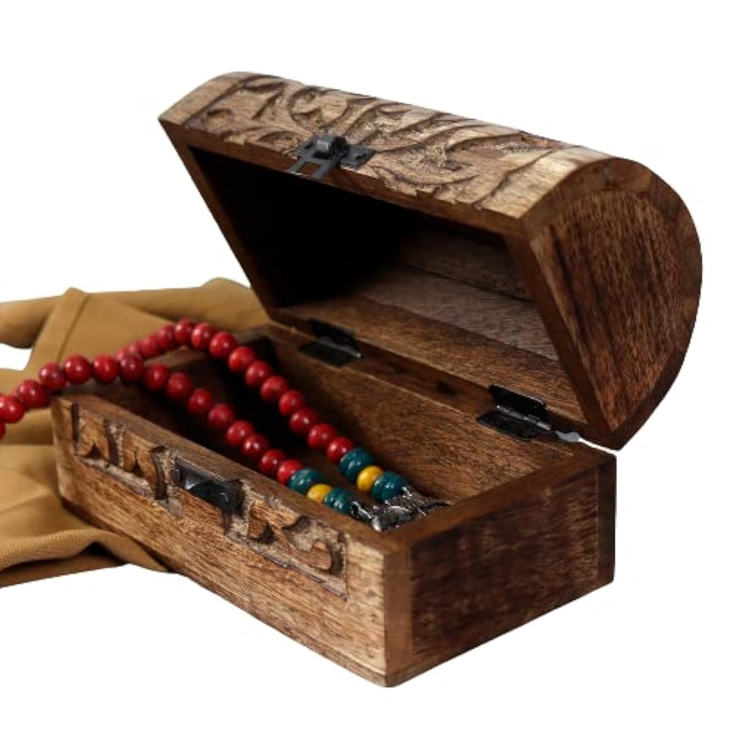 Hand Carved Wooden Keepsake Box - Multipurpose Jewelry Organizer & Decorative Storage Box - Handcrafted Wooden Gift Box (Brown) - Perfect for Jewelry, Keepsakes & Home Décor Organization
