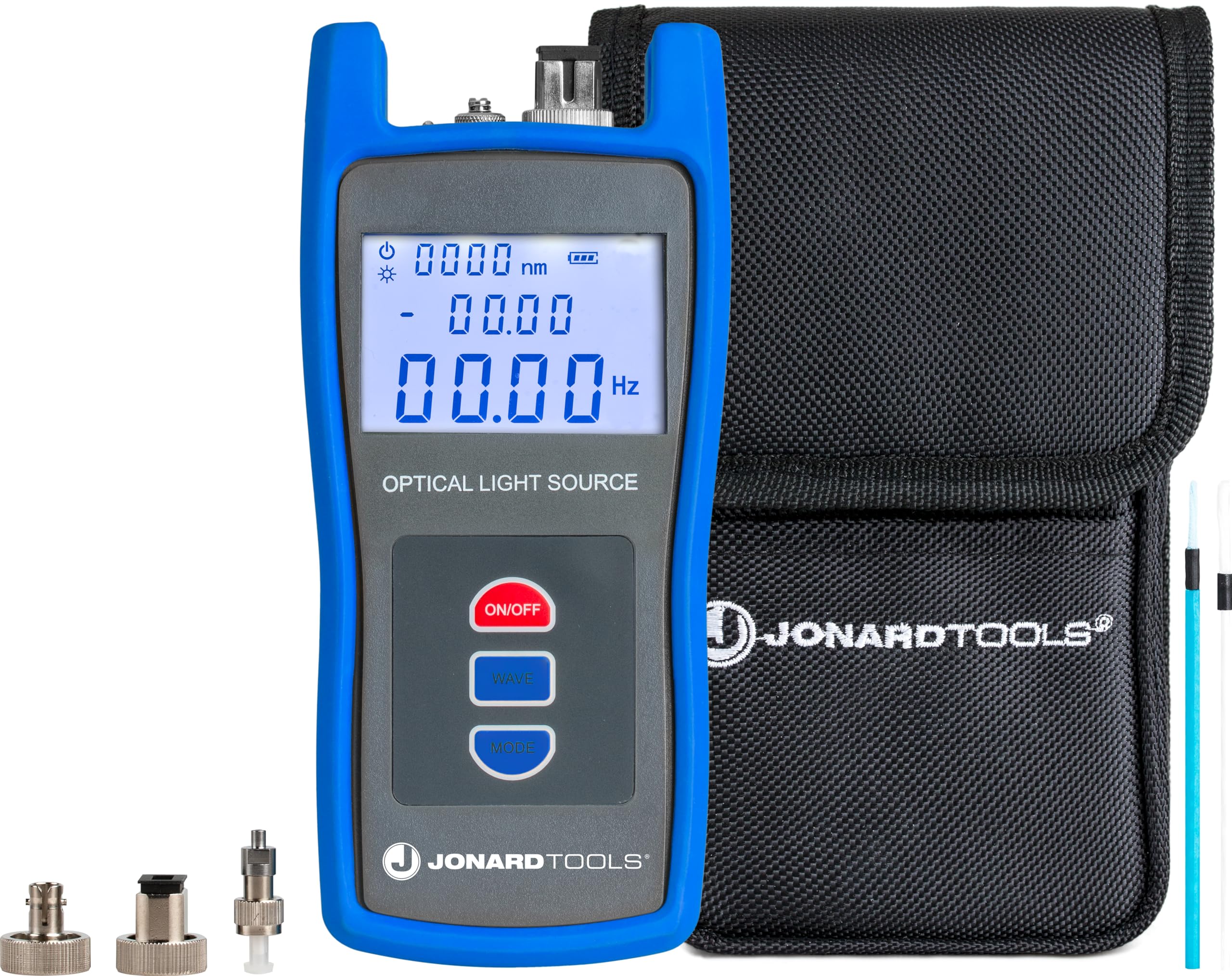Jonard FLS-50 Fiber Optic Light Source with FC/SC/LC Adapters - for Single Mode Fiber Testing in Telecom & Data Centers