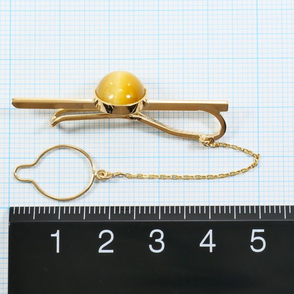 18K Yellow Gold Tiger Eye Tie Pin for Men - Elegant Lapel Pin Jewelry for Formal Wear, Weddings & Business Events