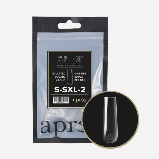 Apres Sculpted Gel X Extra Long Square Nail Tips - 30pc Set for Professional & DIY Manicures - Perfect for Special Occasions & Everyday Wear