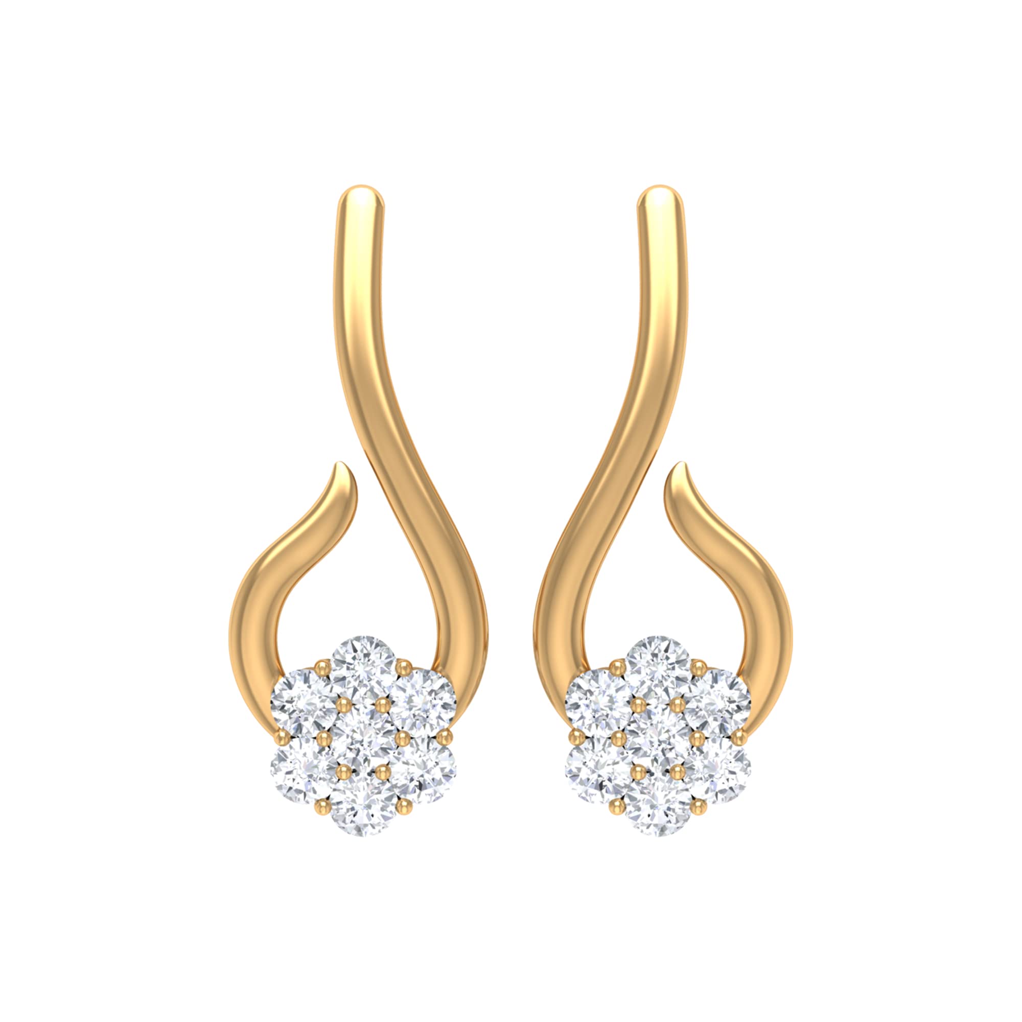 0.25 CT Moissanite Stud Earrings for Women - 14K Solid Gold Floral Flower Design with Fish Hook Backing | Elegant Gift for Anniversary, Wedding, Birthday & Everyday Wear