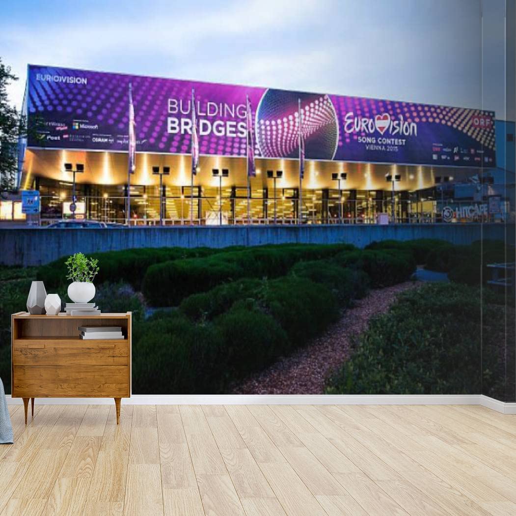 Eurovision Song Contest 2015 Vienna Theme - Self-Adhesive Peel & Stick Wallpaper Mural - Removable Wall Decal for Living Room, Bedroom Decor - Perfect for Music Fans and Eurovision Enthusiasts