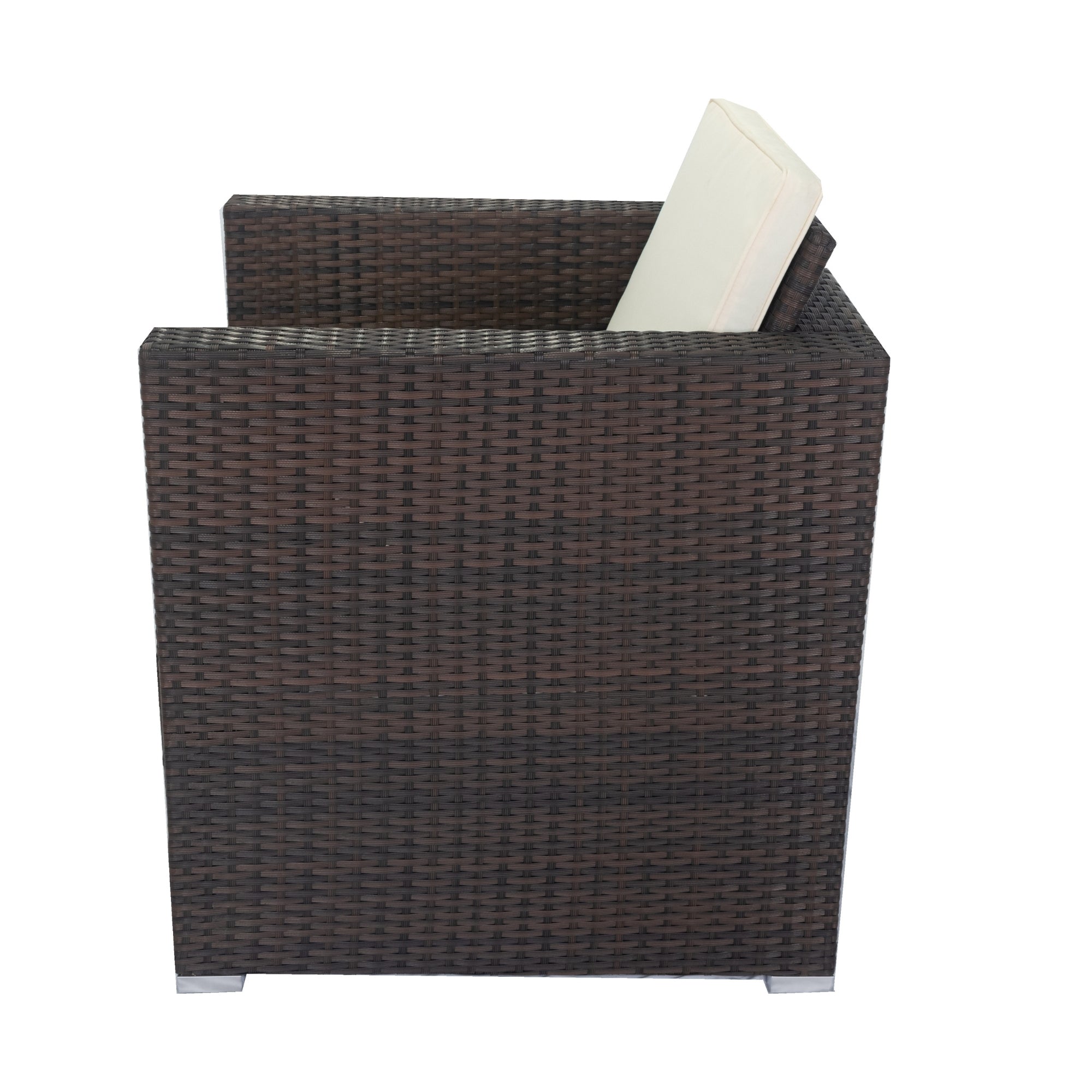 11-Piece Brown Wicker Patio Conversation Set with White Cushions - 10-Seater Outdoor Sectional Sofa with 3 Under-Seat Storage Boxes - Perfect for Garden, Backyard, Poolside & Terrace Relaxation
