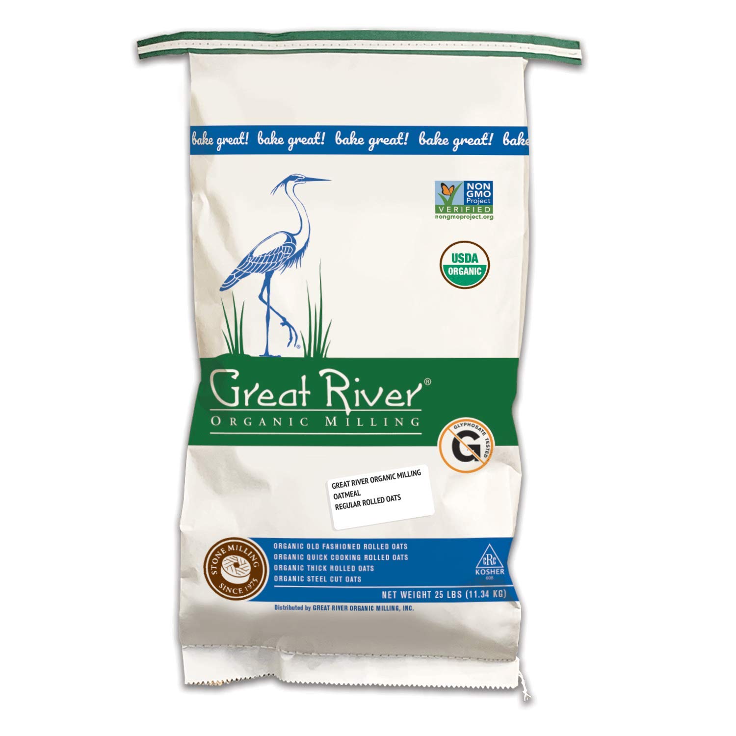 Organic Rolled Oats by Great River - 25 lb Bulk Pack | USDA Certified | Breakfast Cereal, Baking & Smoothie Ingredient | Perfect for Oatmeal, Granola & Healthy Recipes
