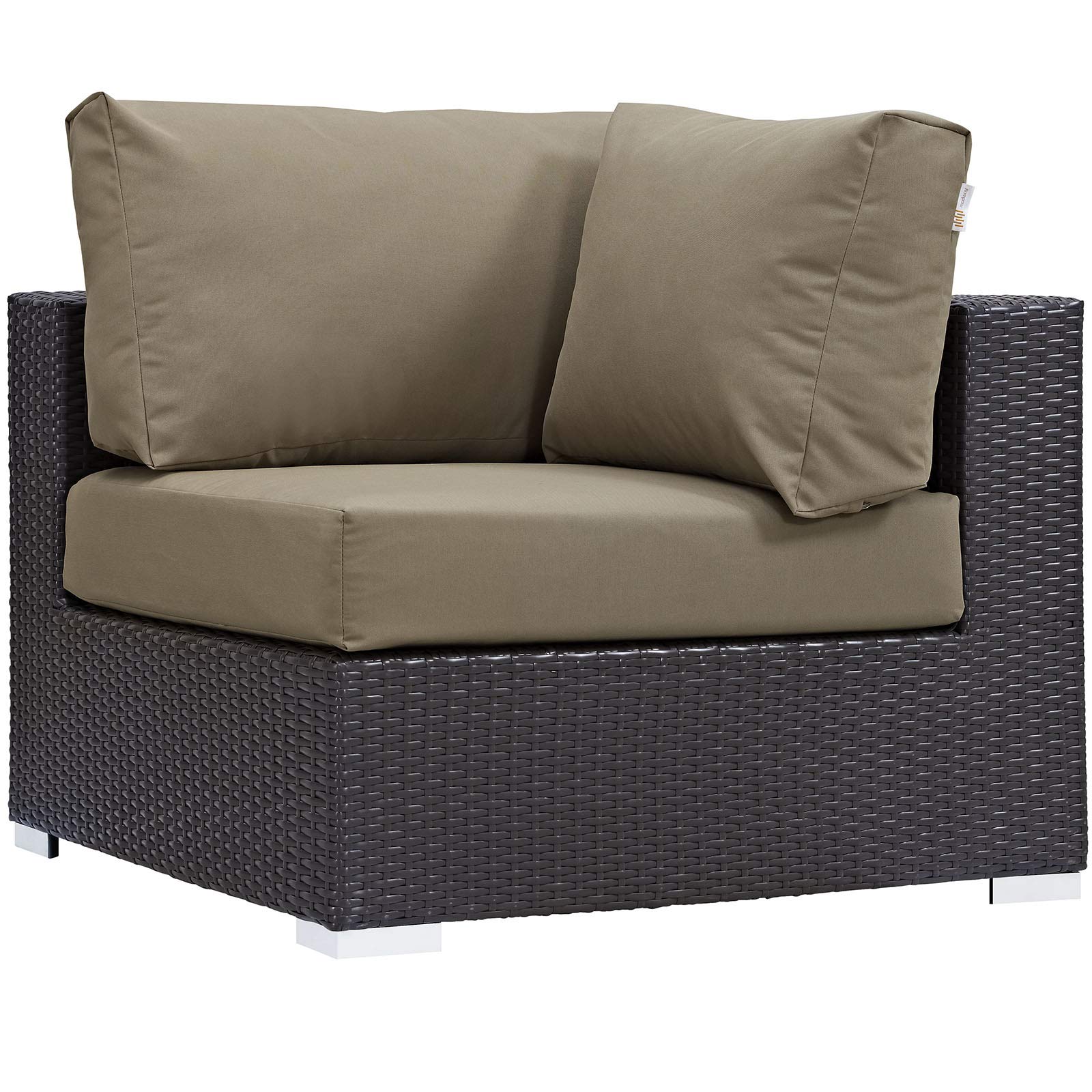 Modway Convene Collection 10-Piece Outdoor Patio Sectional Set in Espresso Mocha - Durable Wicker Furniture for Backyard, Garden, Poolside & Patio Relaxation