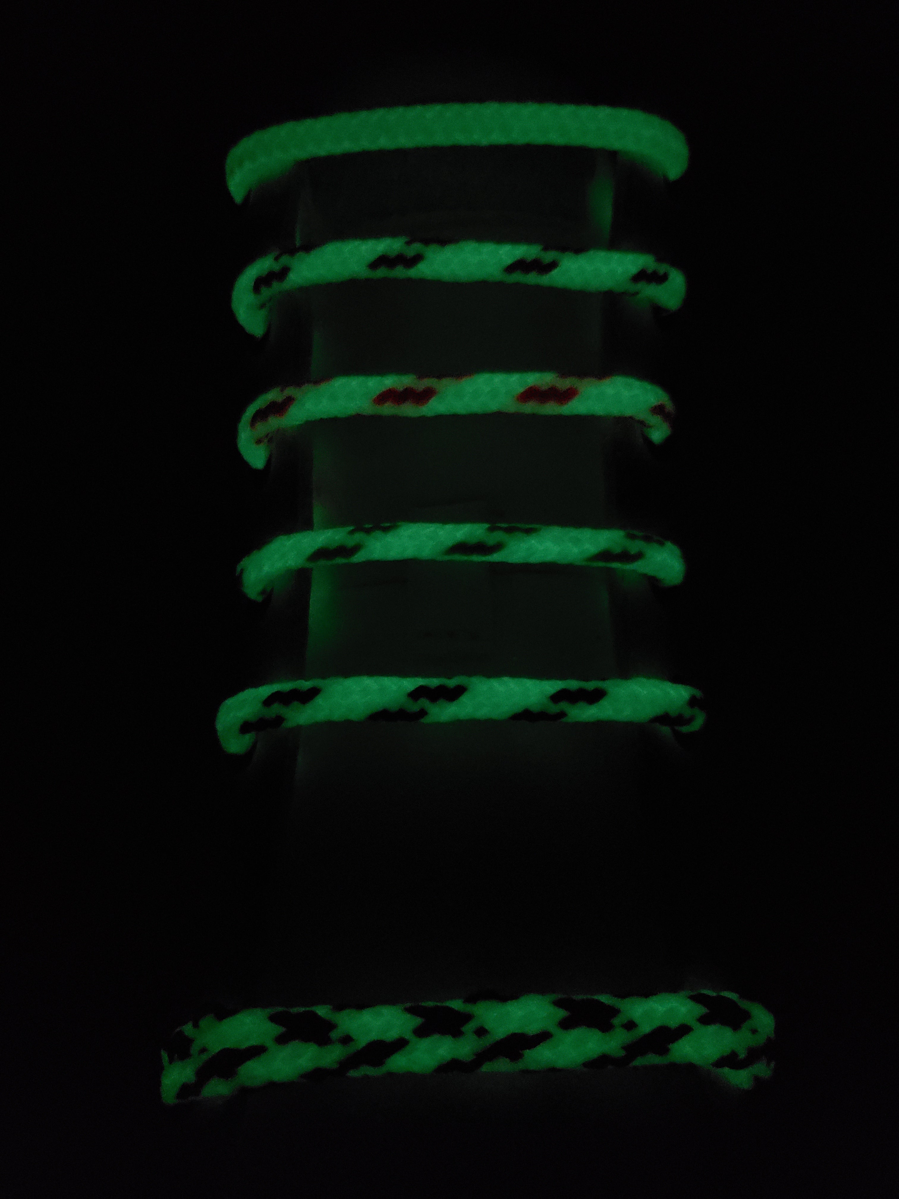 Glow in The Dark Shoelaces - Reflective Round Shoe Laces with Orange Accents for Running, Jogging & Night Safety (White)