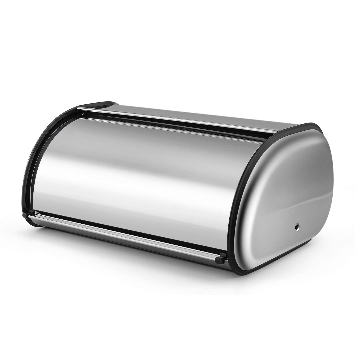 Flexzion 17-inch Stainless Steel Bread Box with Roll-Up Lid - Kitchen Countertop Storage for Bread, Buns, Toast, Pastries & Pancakes - Ideal for Home, Restaurant & Bakery Use - Keep Bread Fresh & Organized