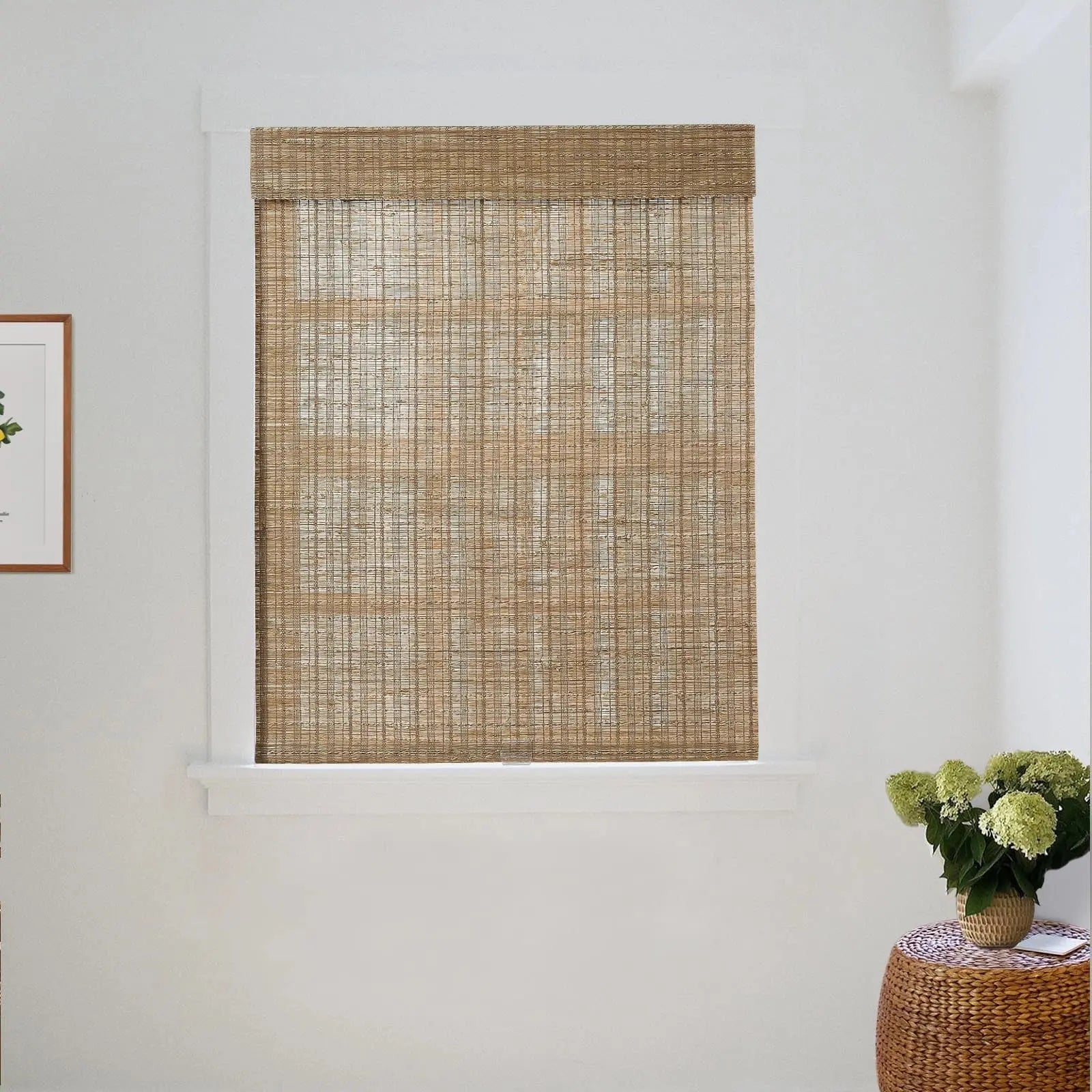 Natural Jute Bamboo Woven Window Shade - Cinnamon Brown | Eco-Friendly Room Darkening Shades for Living Room, Bedroom & Office