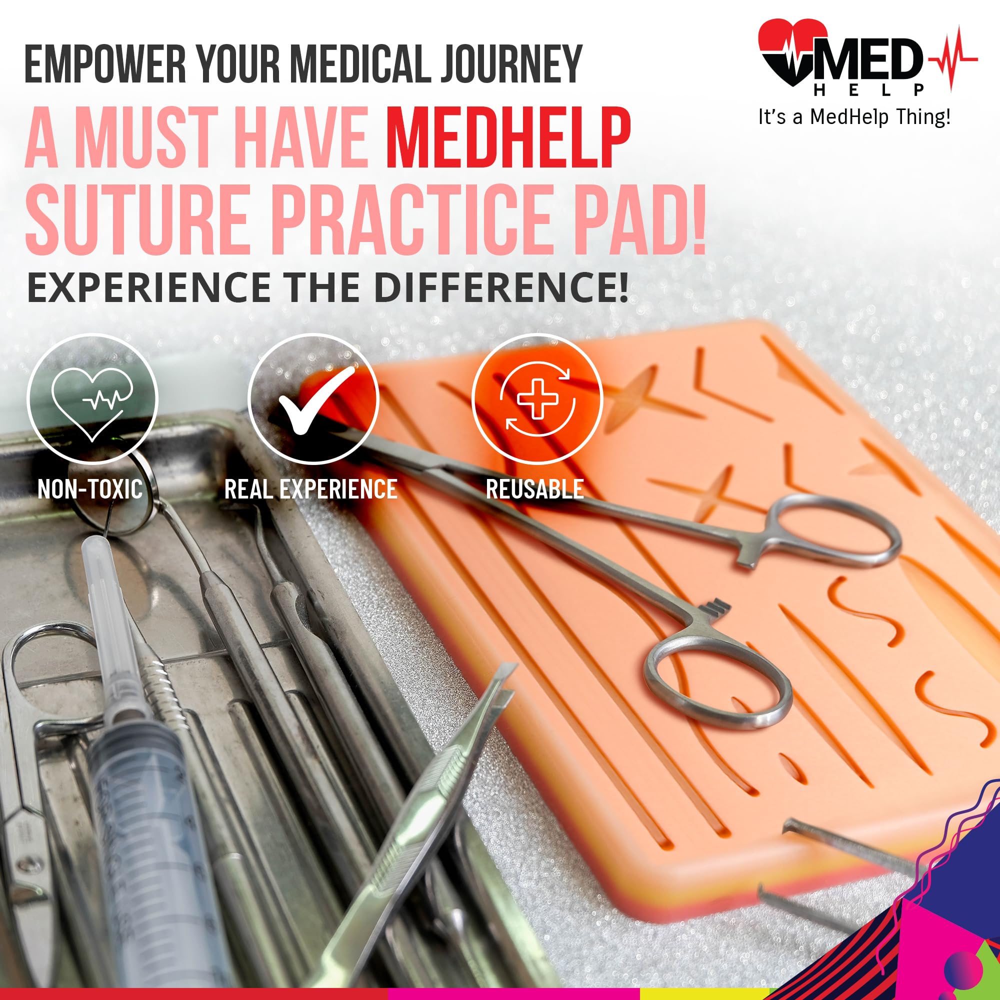 Advanced 3-Layer Suture Practice Pad with 17 Wounds - Medical & Veterinary Training Kit for Students, Nurses, and Vet Techs - Perfect for Surgical Skills Development and Clinical Practice