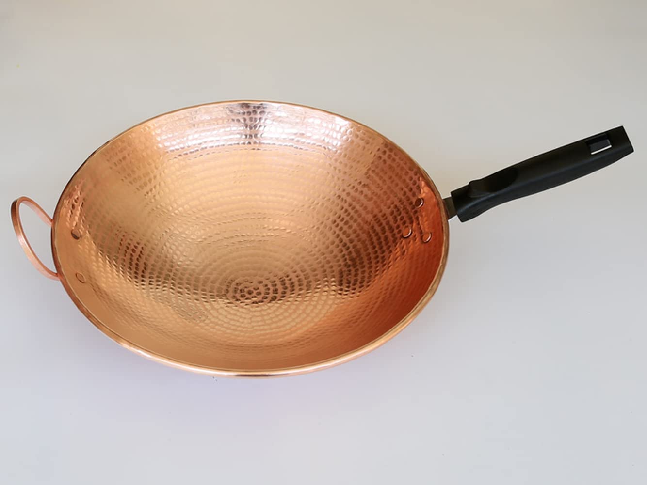 Handmade Pure Copper Wok & Cooking Pot - Thick Heavy Duty Flat Bottom Copper Pan for Healthy Cooking | Large Round Bottom Copper Pot for Stir Fry, Saute, Deep Frying | Perfect Copper Cookware Gift Set for Chefs & Home Kitchens