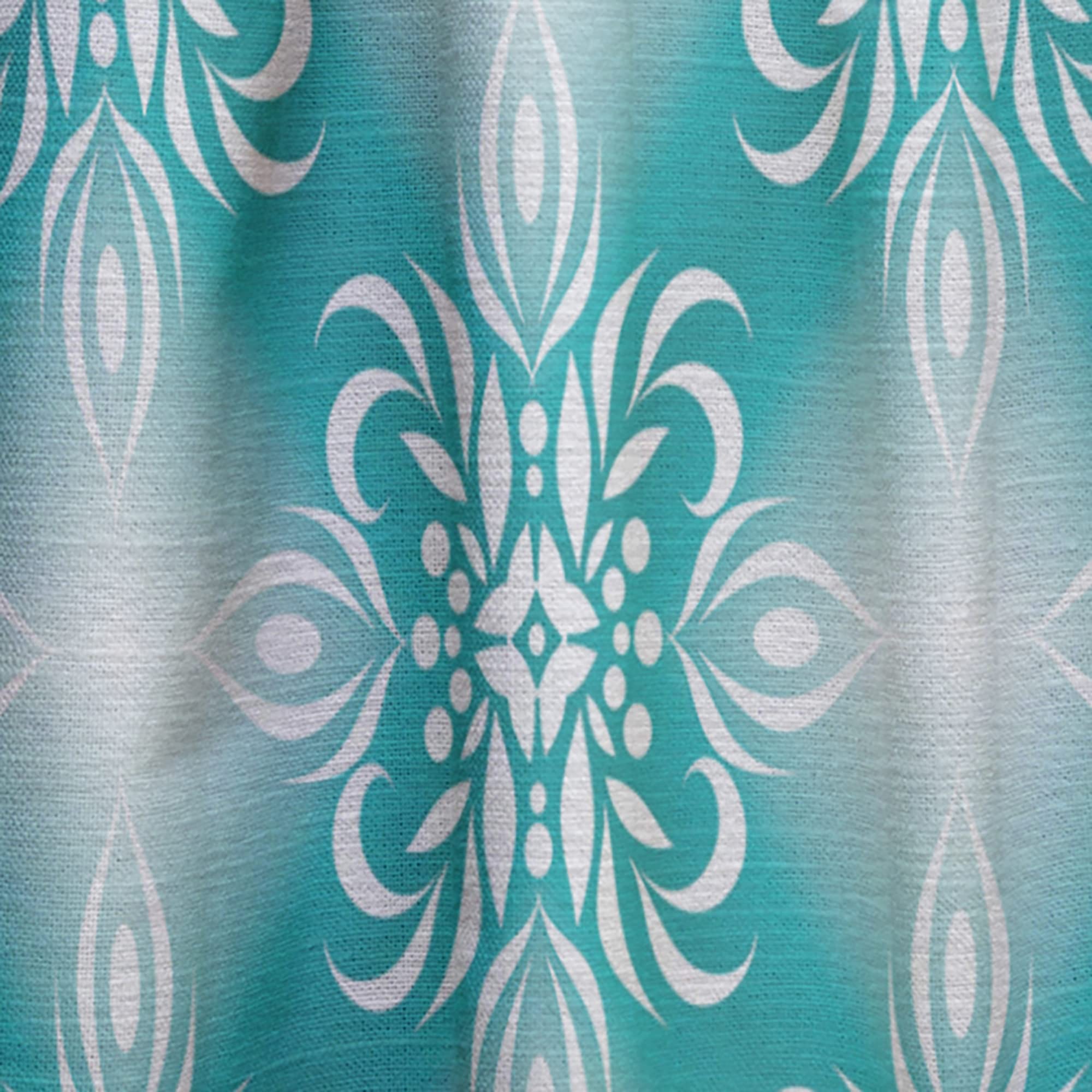 DesignQ Retro Turquoise Pattern Thermal Insulated Curtains - Single Panel 52x95 Inch - Blackout Drapes for Bedroom & Living Room - Perfect for Home Decor, Privacy & Temperature Control