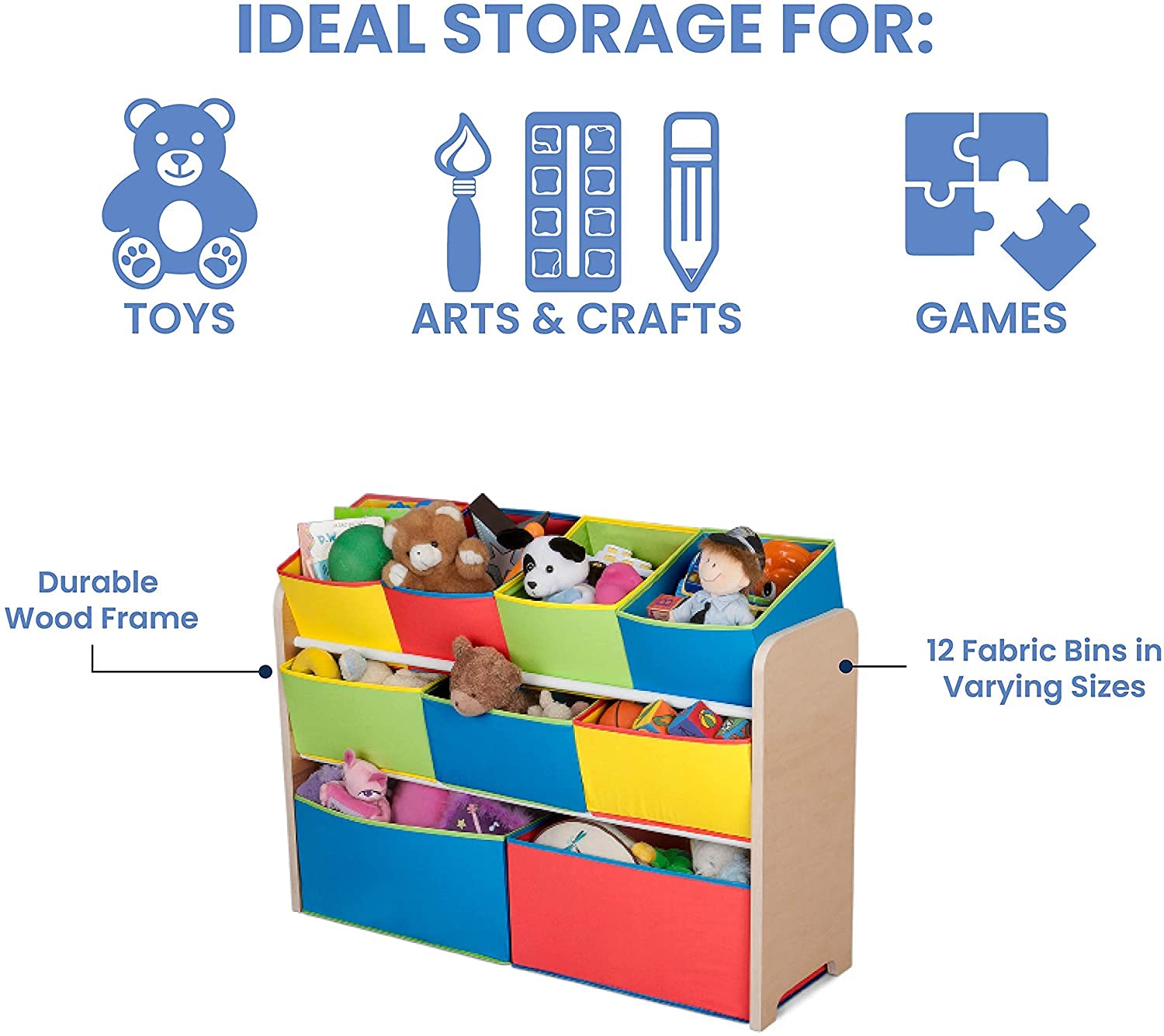 Lennox Furniture Kids Toy Storage Organizer - Natural Wood Toy Box with Lid for Nursery, Playroom & Bedroom Organization