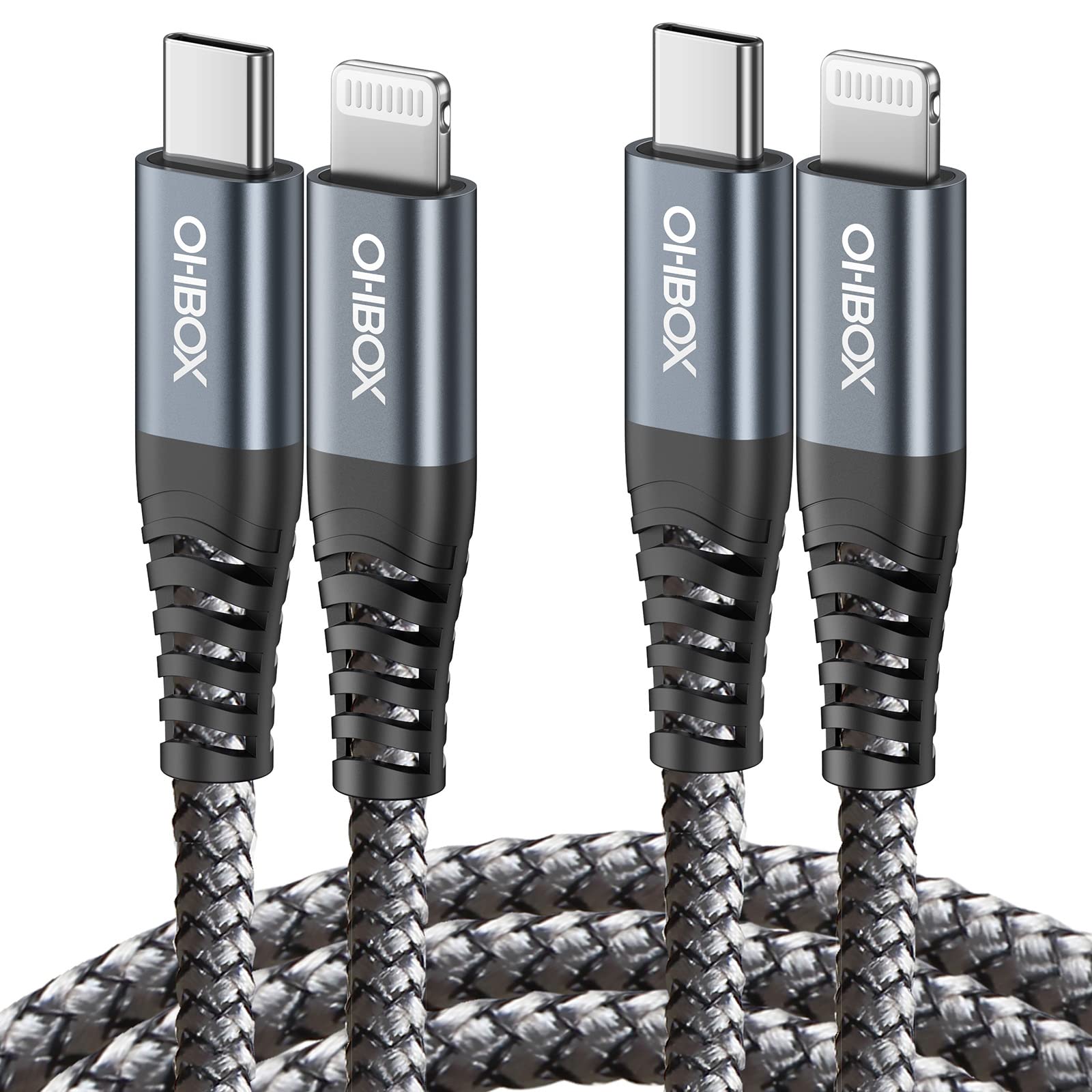 2-Pack 6FT USB C to Lightning Cable MFi Certified Fast Charging Cord for iPhone 14/13/12/11 Pro Max/Mini/X/XR/8 Plus & iPad - Perfect for Home, Office, Car & Travel Charging