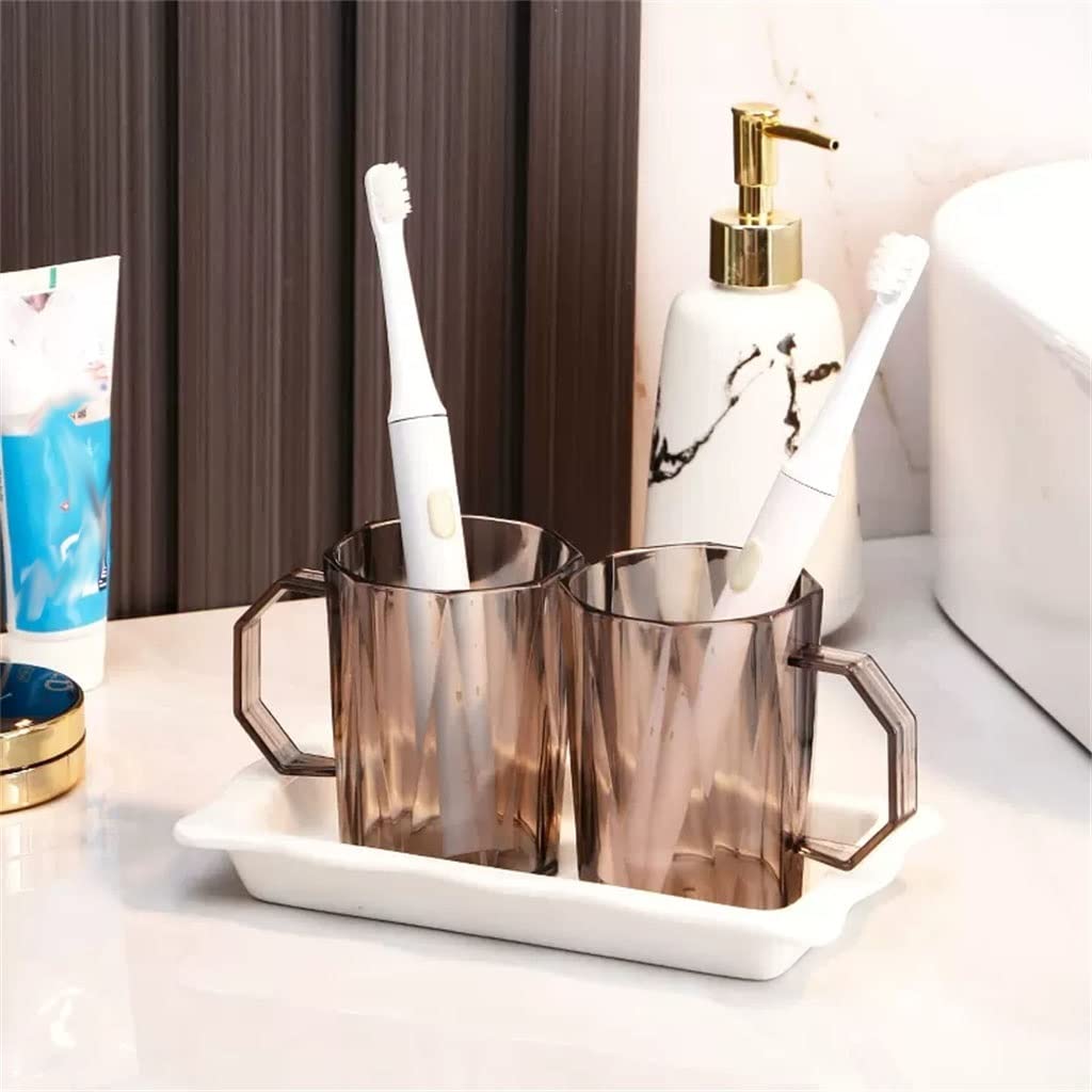 Nordic Style Couple Toothbrush Holder Set - Modern Bathroom Organizer for Toothbrush & Mouthwash Cup - Perfect for Couples, Families, and Travel Use