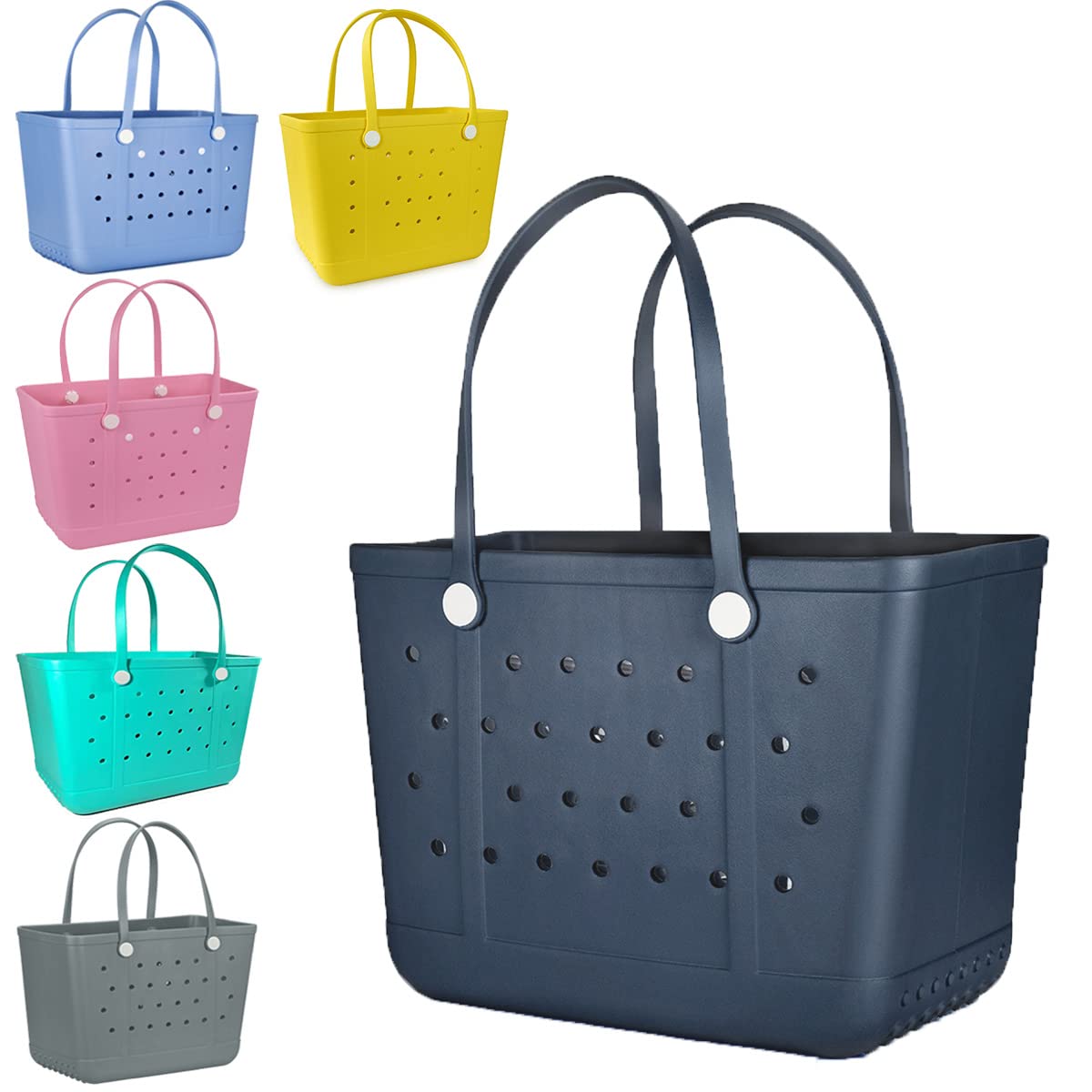Large Waterproof Beach Tote Bag for Women - Durable Rubber Croc Style Pool Bag, Washable Open Top Carryall for Beach, Swimming, Yoga & Travel | Perfect for Vacation, Gym & Outdoor Activities