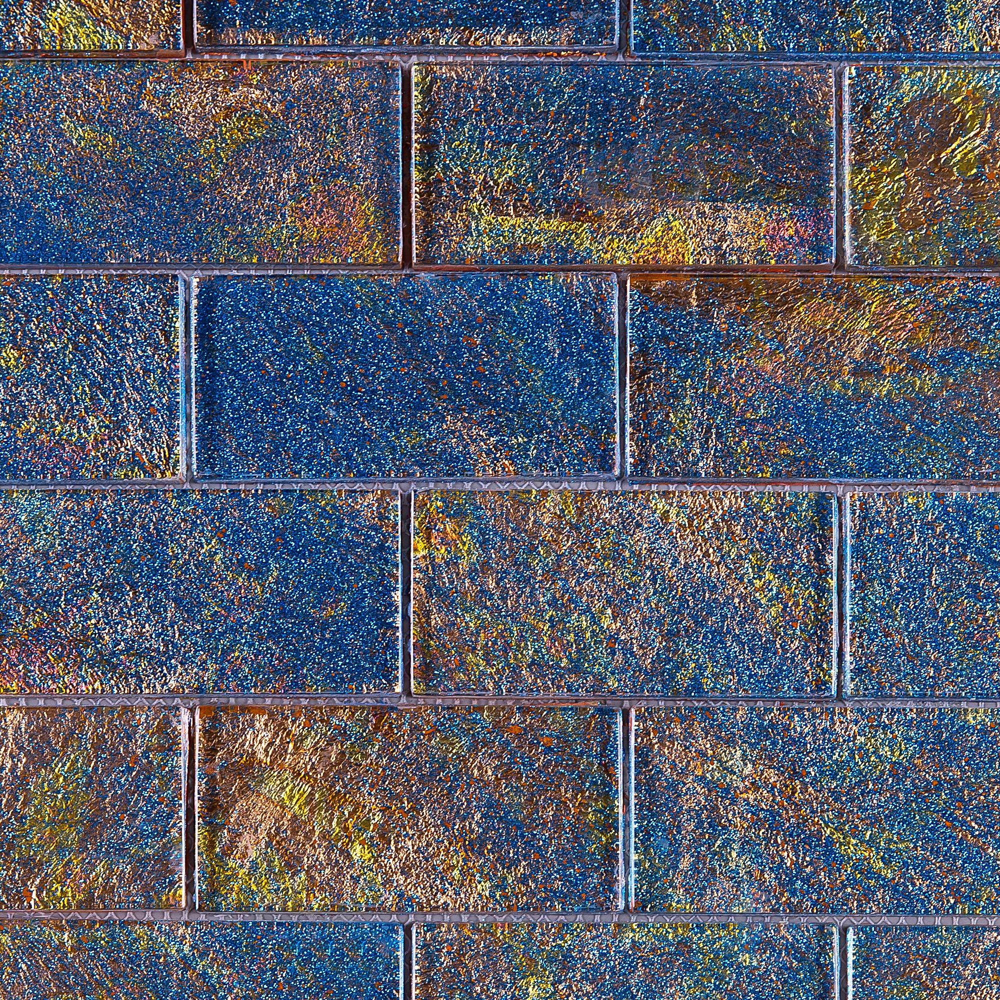TGKG-02 Blue Galaxy 2x4 Glass Mosaic Tile Sheet - 10 Pack - Subway Tile for Kitchen Backsplash, Bathroom Wall & Shower Decor - Waterproof Peel & Stick DIY Installation