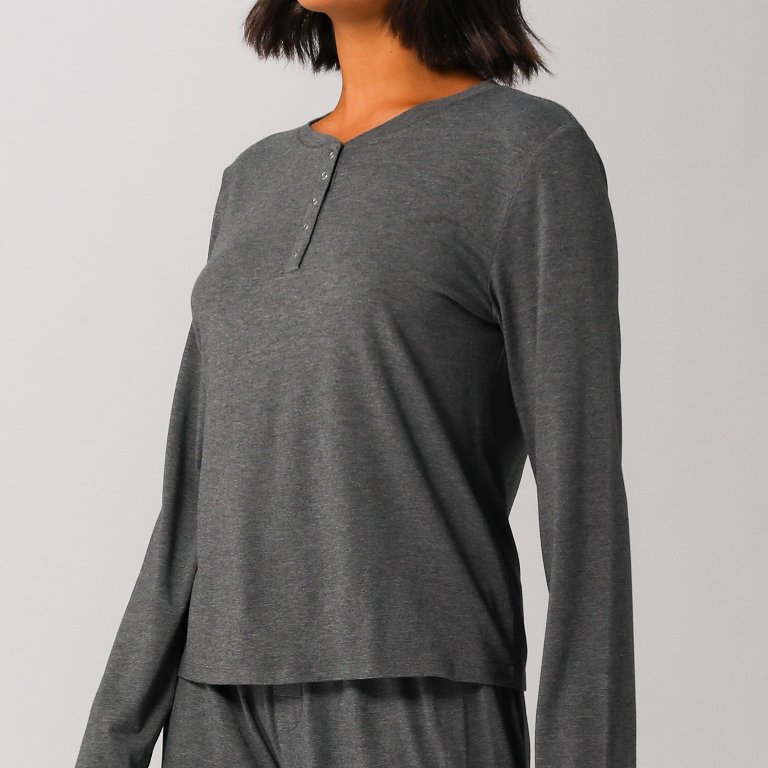 Eco-Friendly Women's Bamboo Long Sleeve T-Shirt - Soft Grey Marble - Comfortable & Breathable for Yoga, Travel & Everyday Wear