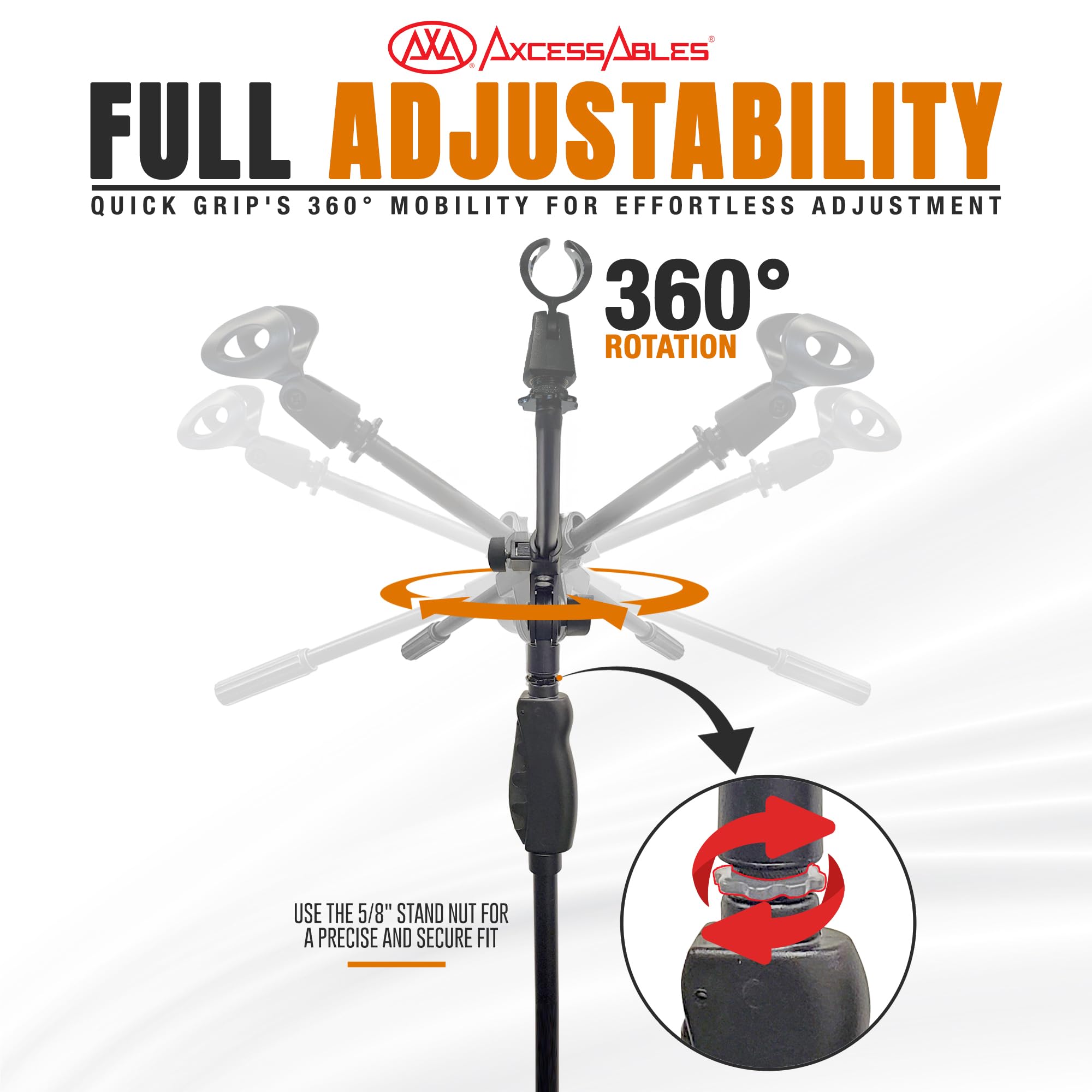 AXCMS-201TB One-Handed Microphone Stand with Tripod Base & Quick Height Adjustment - Telescoping Boom Arm Included (2-Pack) | Professional Mic Stand for Singing, Podcasting & Live Performances | Home Studio & Stage Use