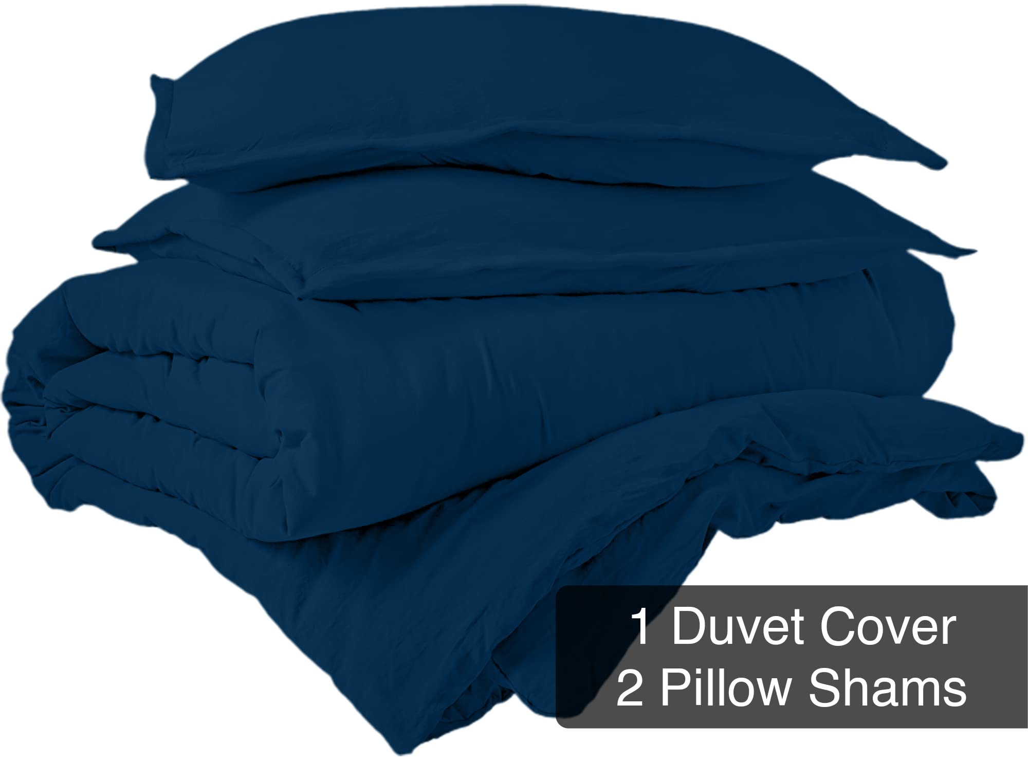 ROYALE Navy Duvet Cover Queen Size - 3 Piece Luxury Bedding Set with Button Closure - 90x90 Inch Duvet Cover & 2 Pillow Shams - Soft Microfiber Comforter Cover - Perfect for Master Bedroom, Guest Room & Vacation Homes