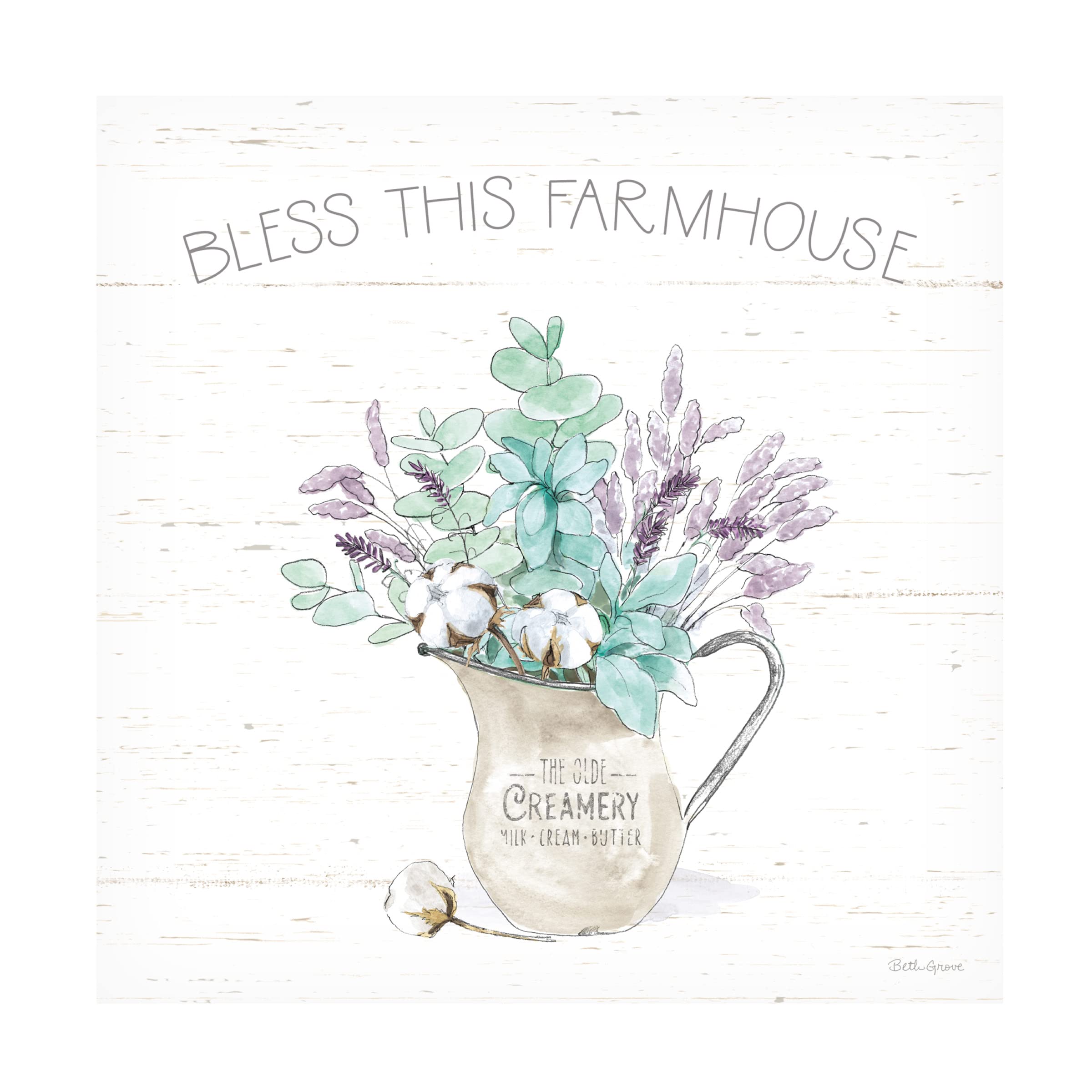 Beth Grove 'Farmhouse Cotton II' Canvas Wall Art - Handmade Cotton Textured Painting for Farmhouse & Rustic Home Decor - Perfect for Living Room, Bedroom & Office