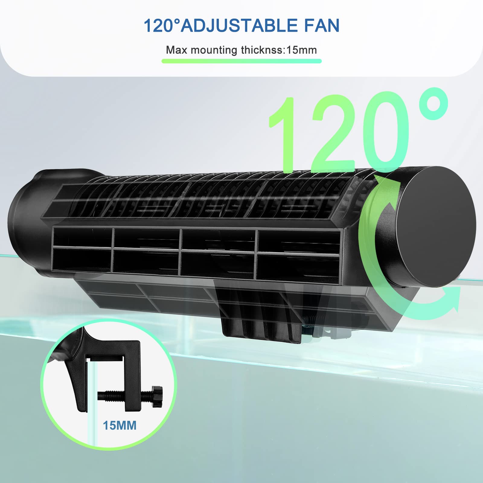 12V Aquarium Chiller Cooling Fan with Adjustable Knob - DC Cross-Flow Fan for Fish Tanks (4W) | Broad Airflow for Freshwater & Saltwater Aquariums - Perfect for Summer Temperature Control