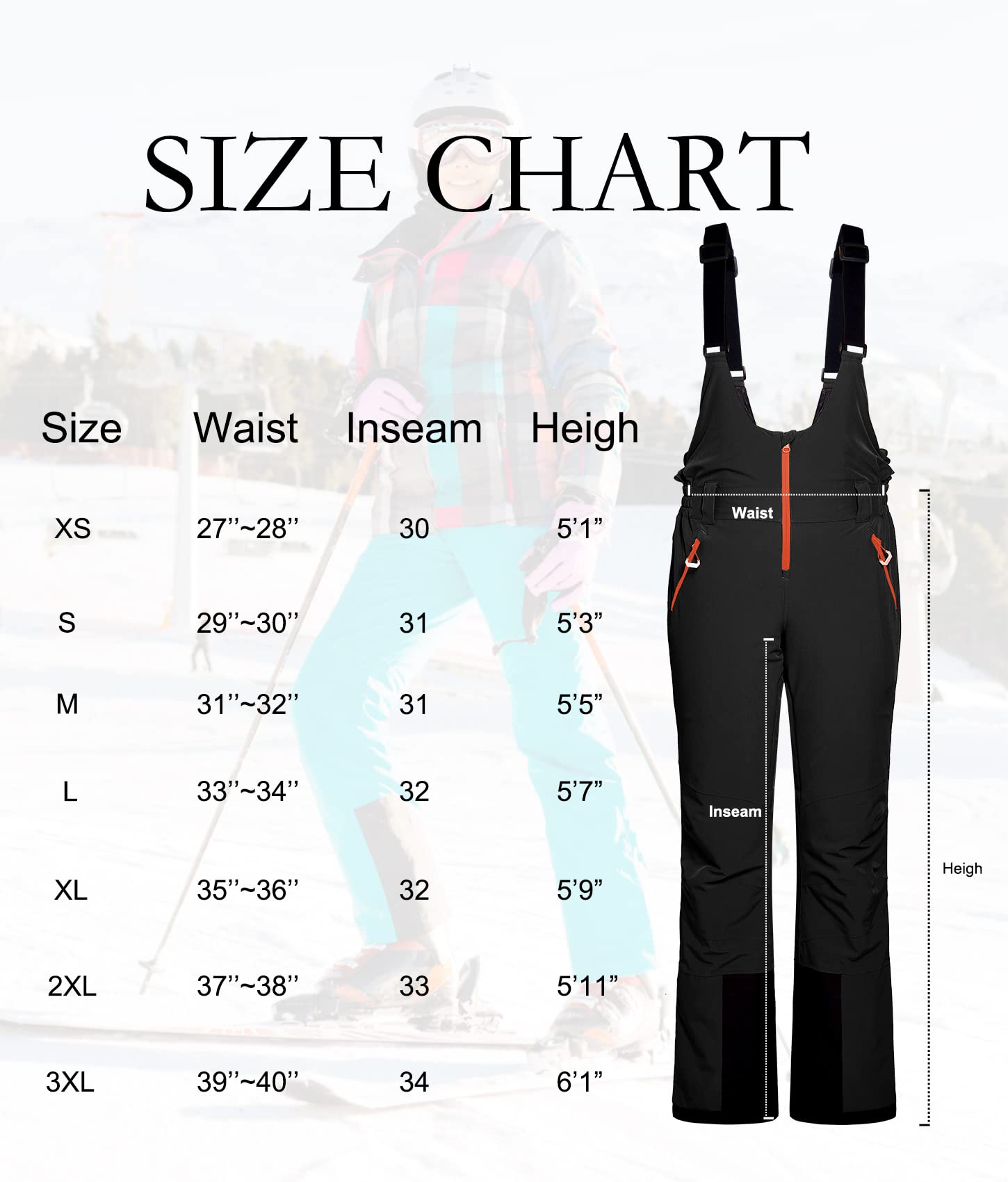 Fit Space Women's Ski Bibs - Waterproof 20K, Stretchable & Breathable Winter Snow Pants for Skiing, Snowboarding & Outdoor Activities