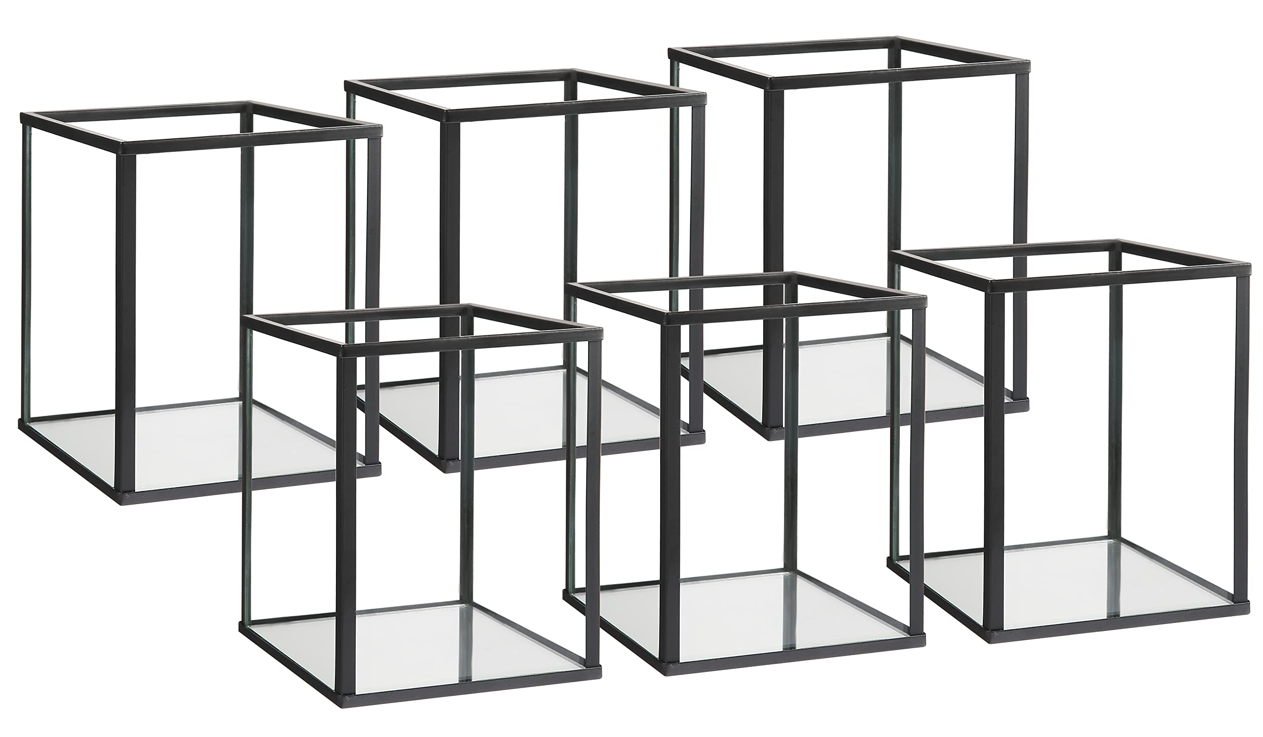 yshengood Hurricane Candle Holder Set - 6 Pack Black Glass Candle Holders for Home Decor, Wedding Centerpieces, and Romantic Dinner Ambiance