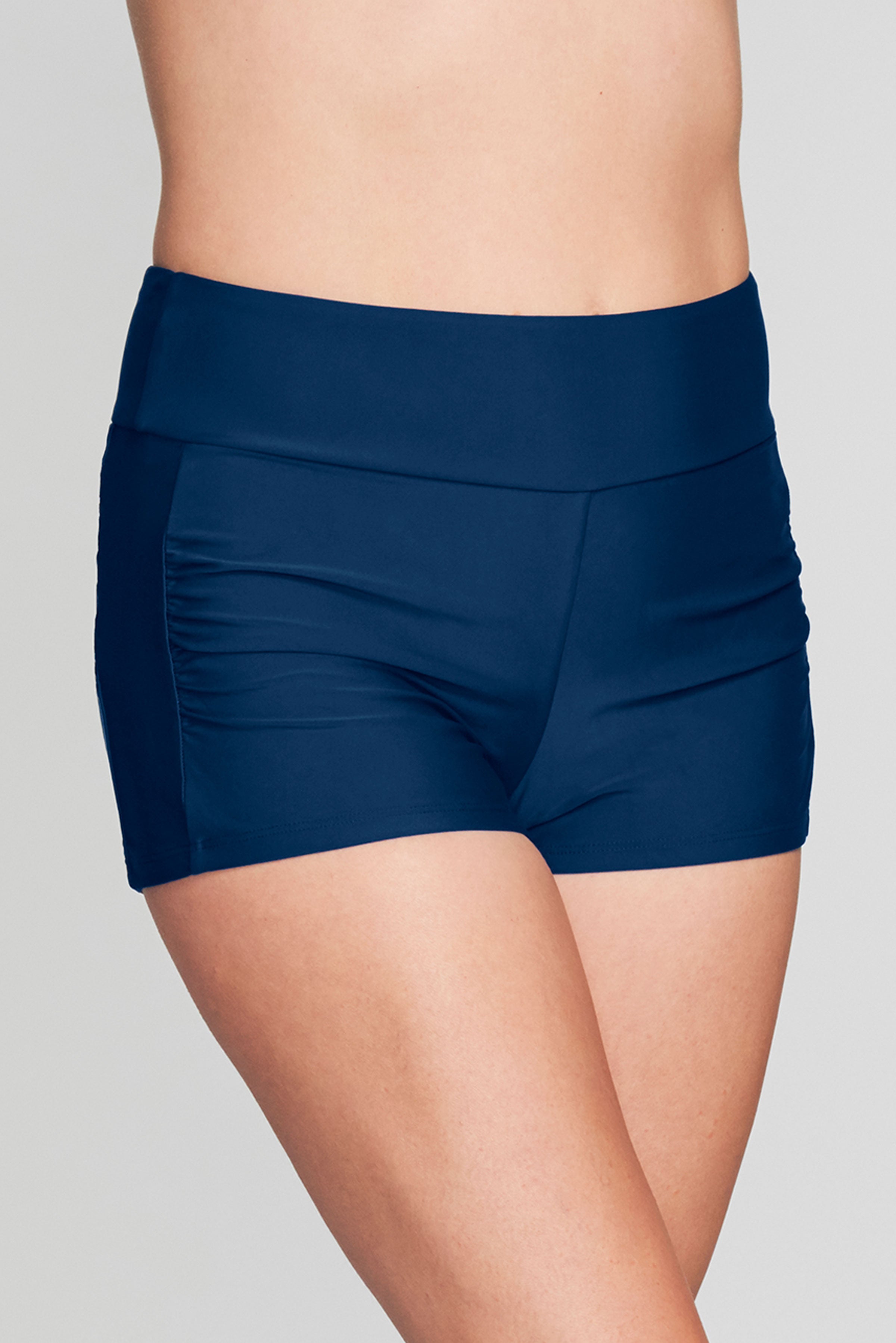 Men's Contouring Waistband Swim Shorts - Solid Navy Blue Quick-Dry Swim Trunks for Beach, Pool & Water Sports