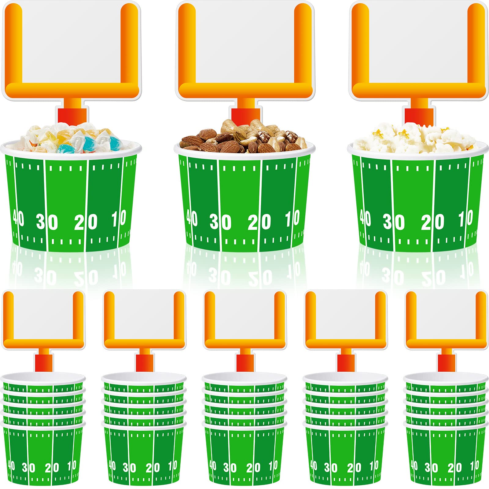 24-Pack Football Snack Bowls - Disposable Paper Cups for Tailgate Parties, Kids Birthday, Sports Events & Game Day Decorations - Perfect for Popcorn, Chips & Snacks at Football Gatherings
