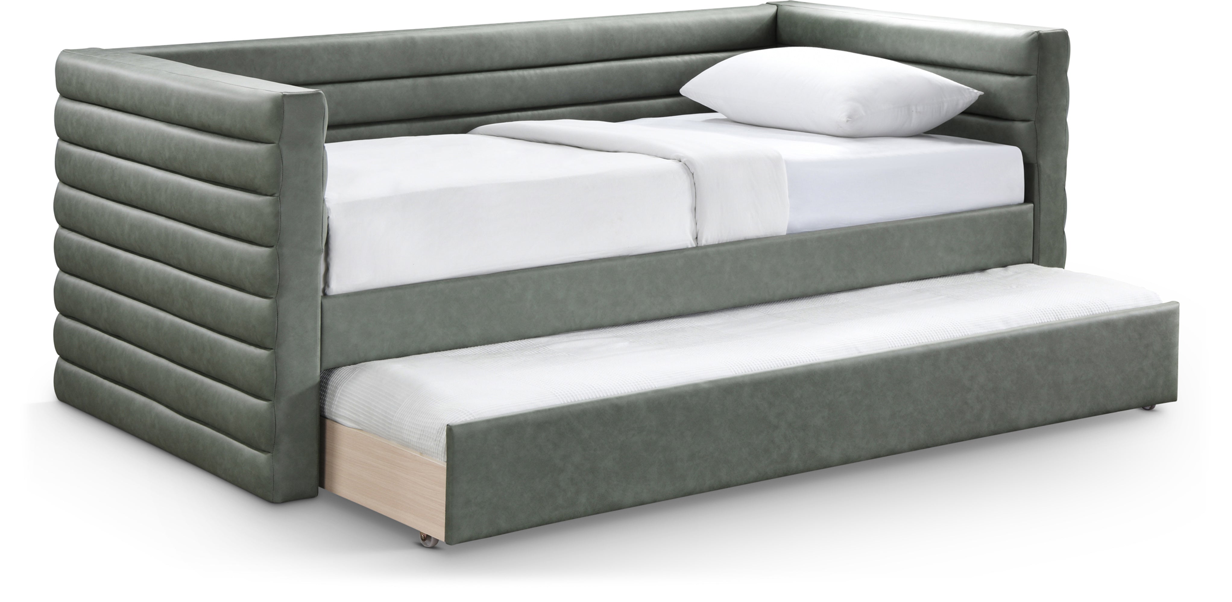 Beverly Vegan Leather Daybed - Modern Faux Leather Sofa Bed for Living Room, Guest Room & Small Spaces | Comfortable Sleeper Couch with Premium PU Leather
