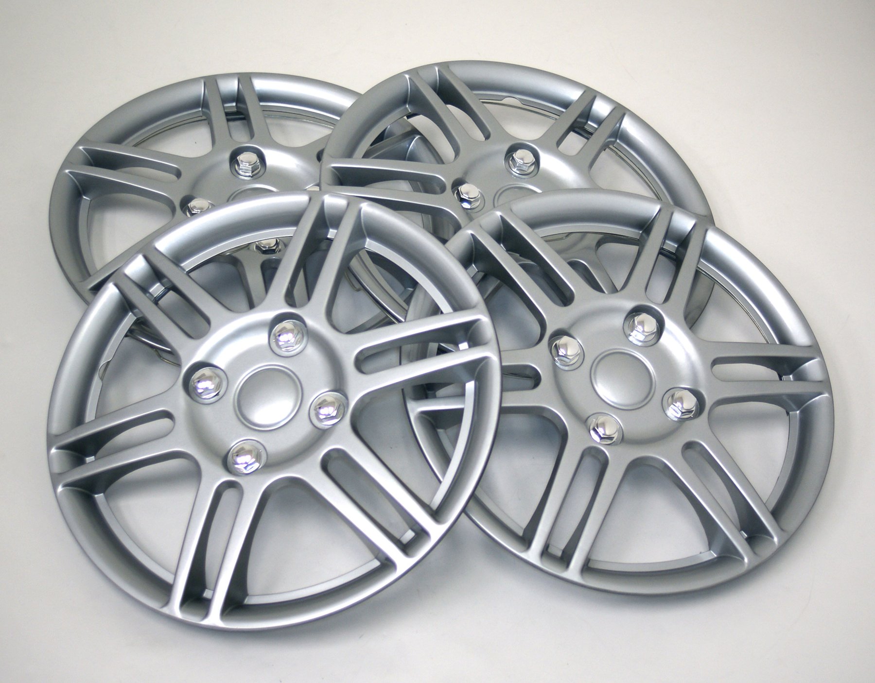 TuningPros WSC-004S14 14-Inch Silver Wheel Skin Covers (Set of 4) - Hubcaps for Cars, Trucks & SUVs - Enhance Vehicle Appearance & Protect Rims