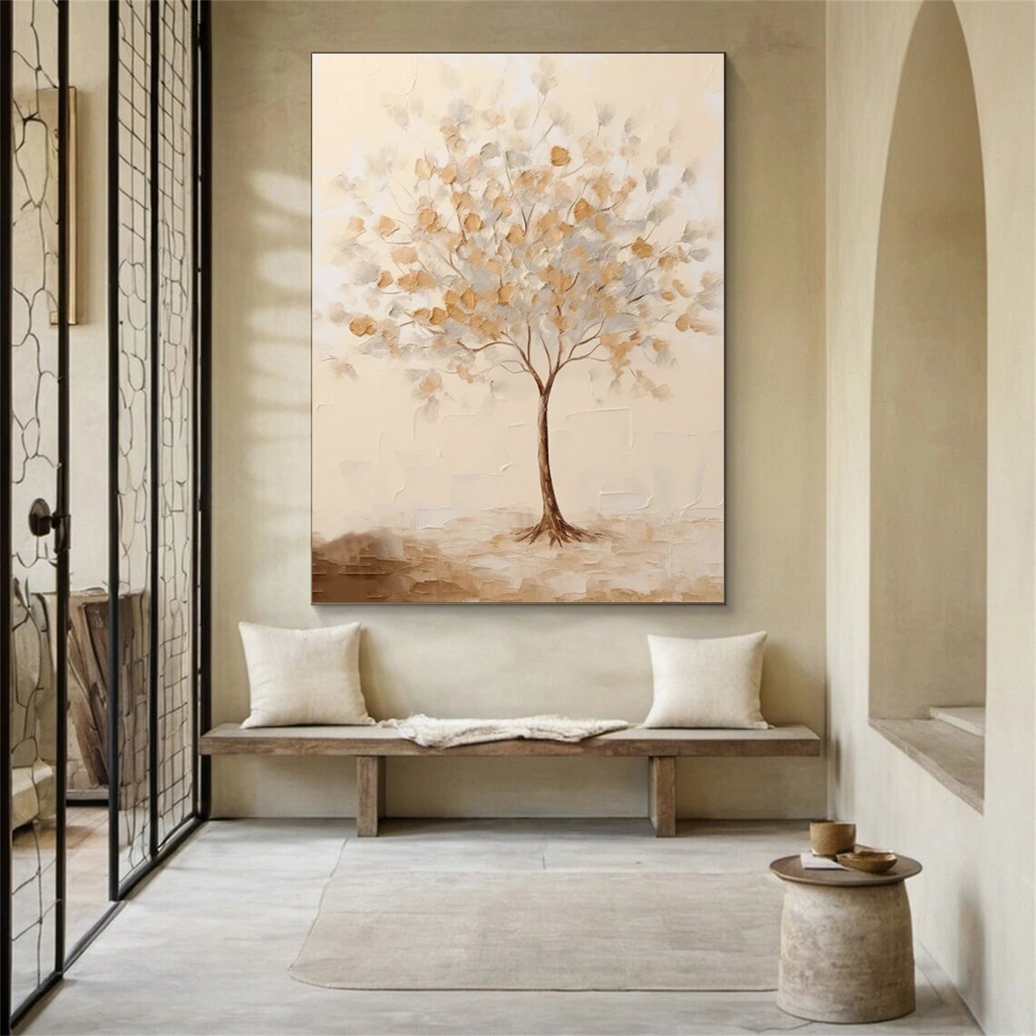 Beautiful Flower and Tree Painting #FT214 - Handmade Canvas Art for Home Decor, Office, Living Room & Bedroom Wall Decor
