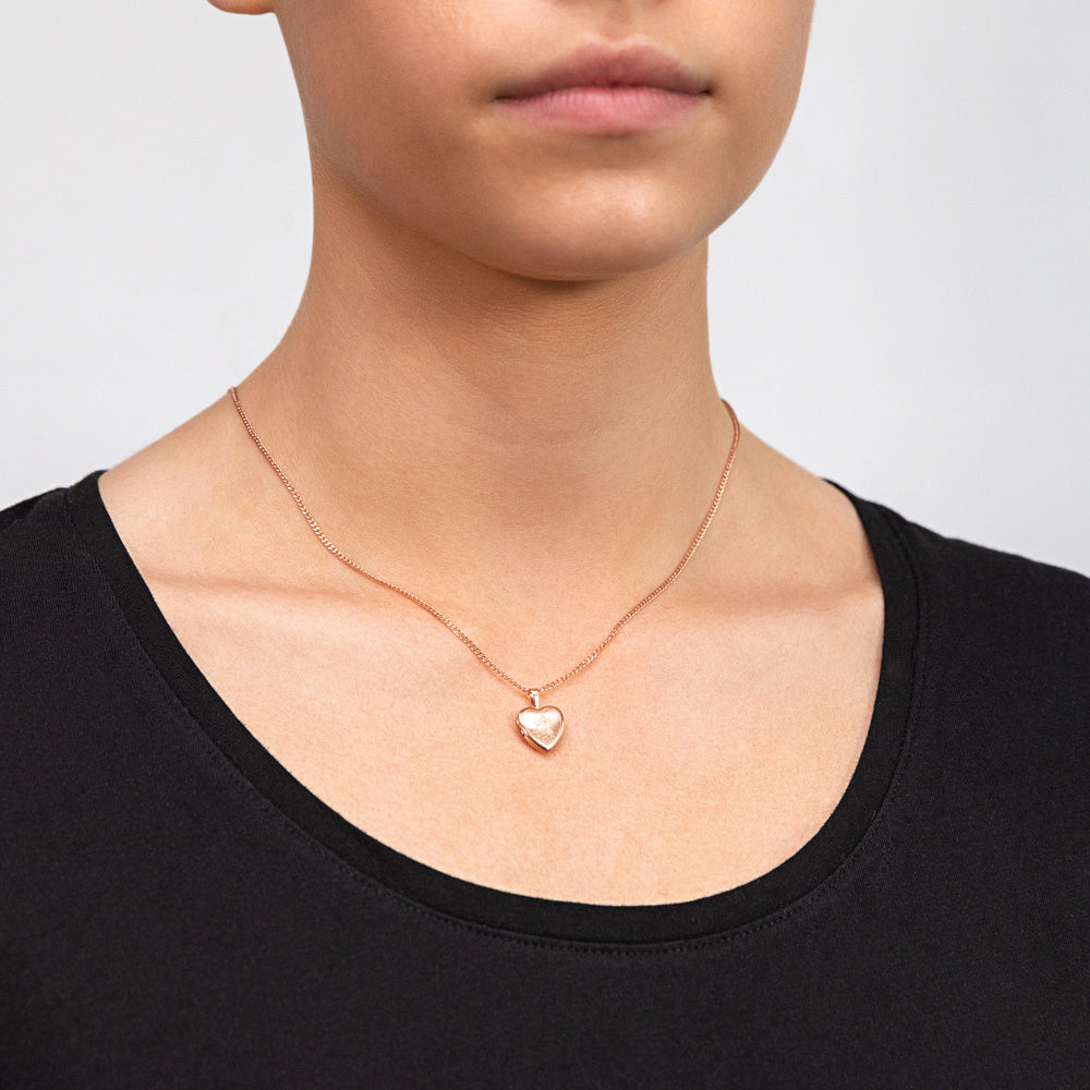 9ct Rose Gold Heart St. Christopher 12mm Locket Pendant Necklace - Perfect for Travel Protection, Gifts & Everyday Jewelry